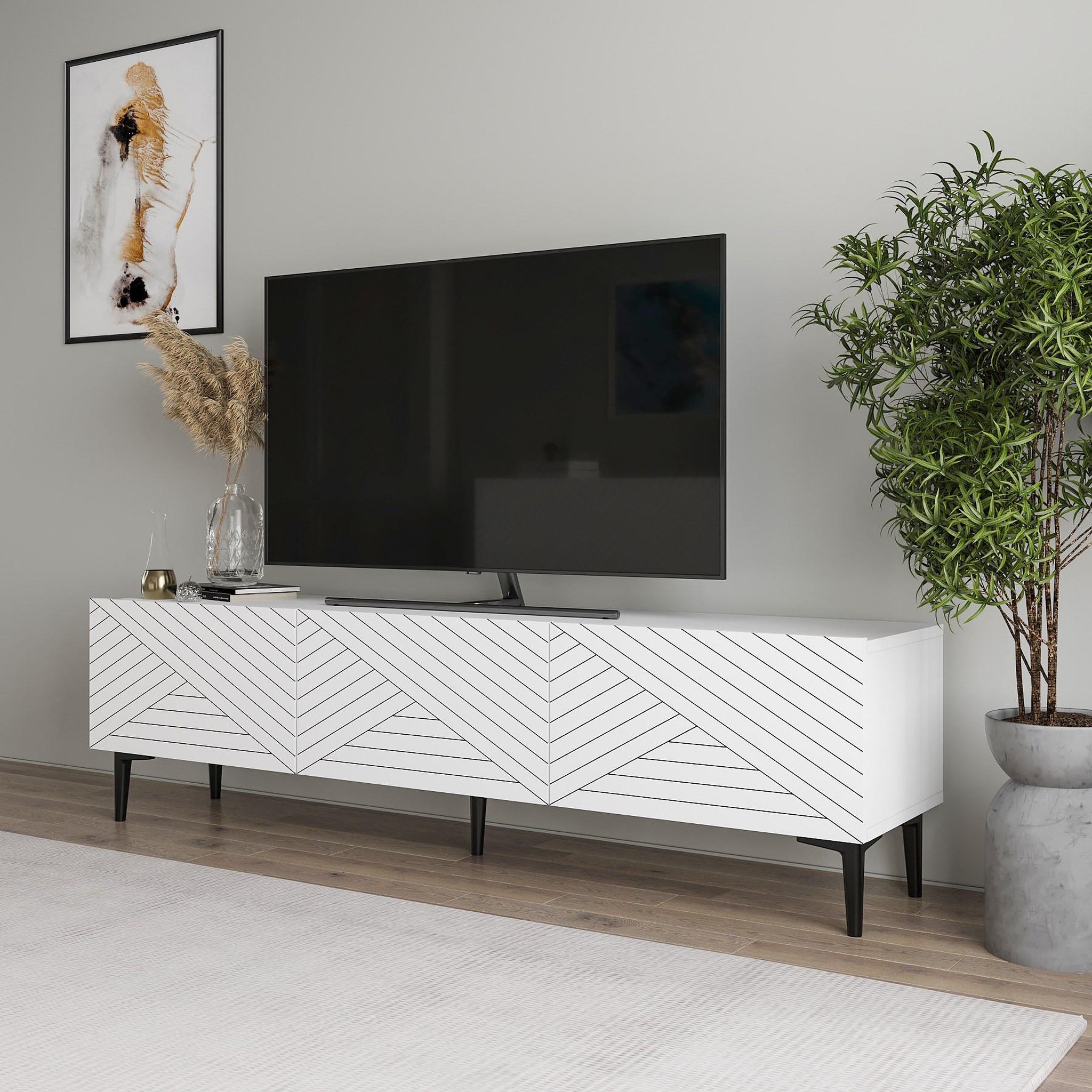 Voir la diapositive 4 : Habitat et Jardin Meuble tv en bois  felix  - 160 x 31 x 44 cm - blanc