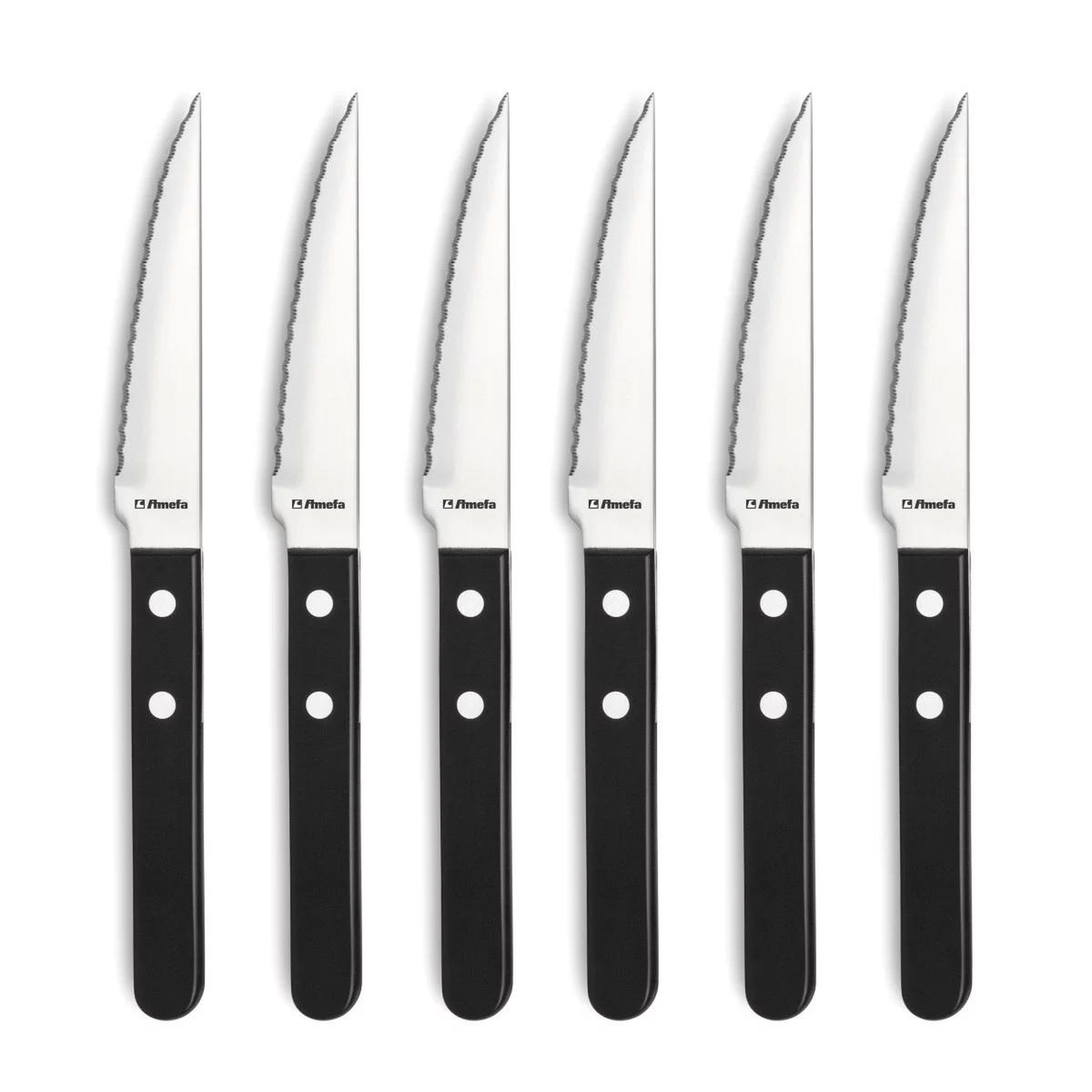 Amefa Coffret 6 couteaux steak lame crantée noir - 700000MB02RB6