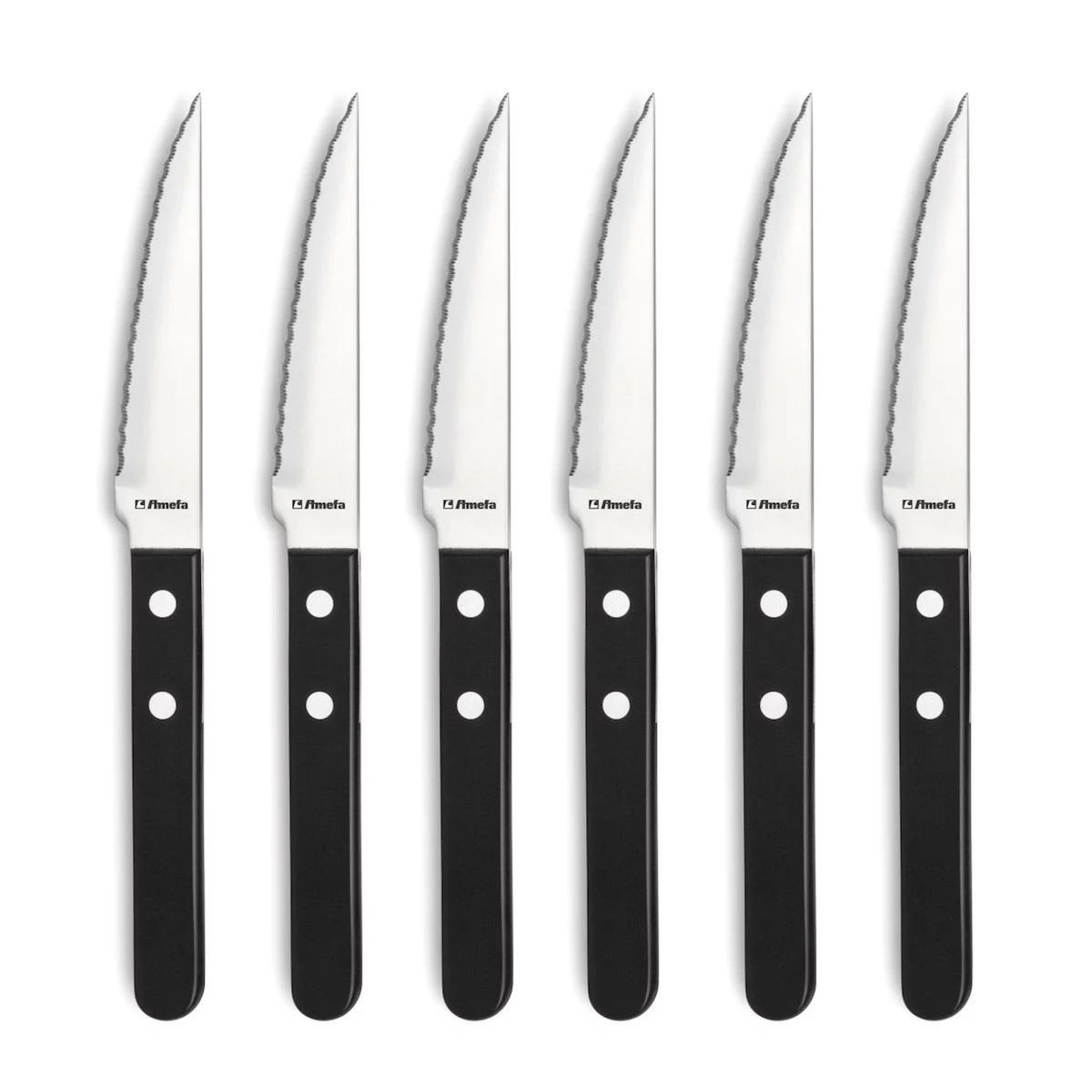 Amefa Coffret 6 couteaux steak lame crantée noir - 700000MB02RB6
