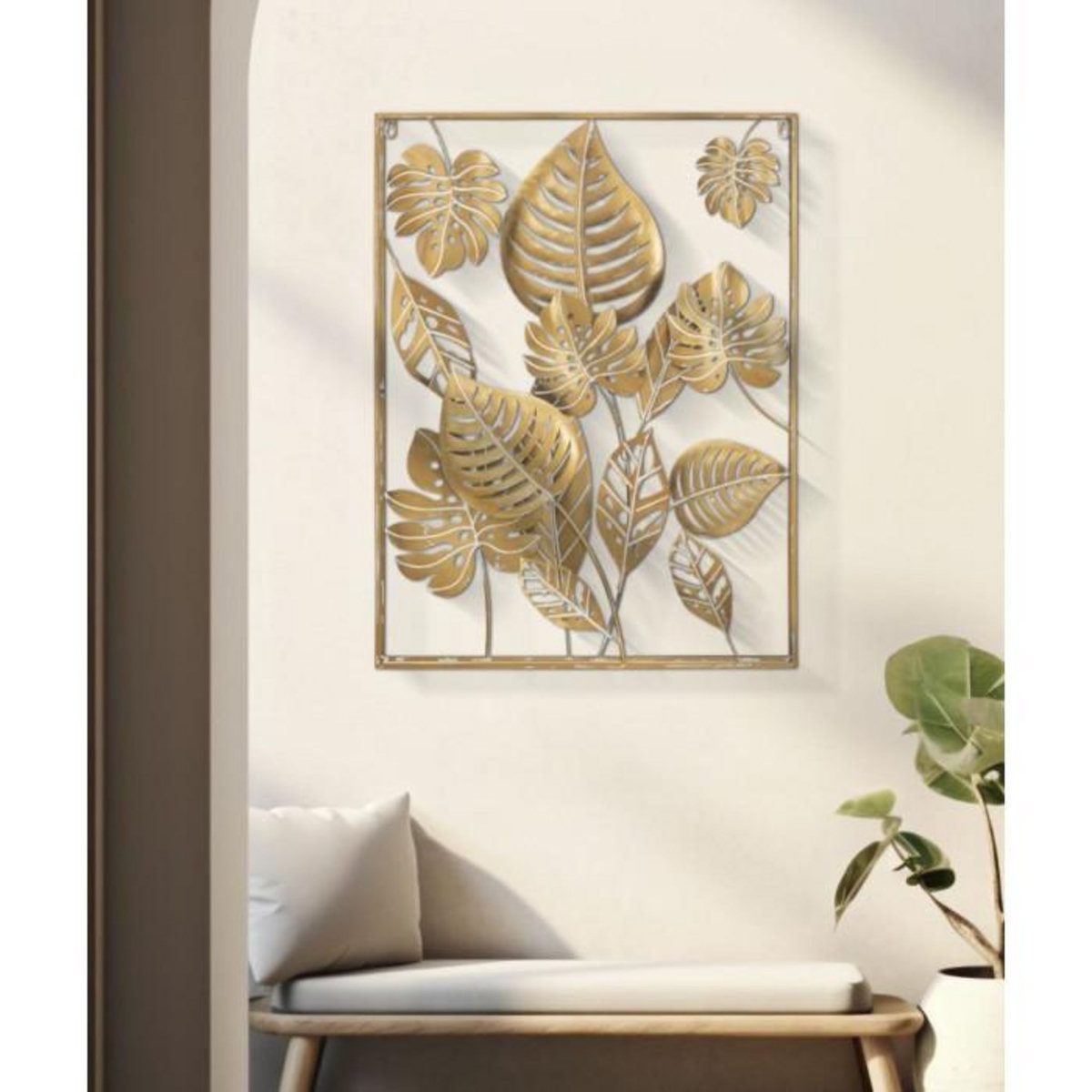 Paris Prix Décoration Murale Encadrée en Métal  Jungle  80cm Or