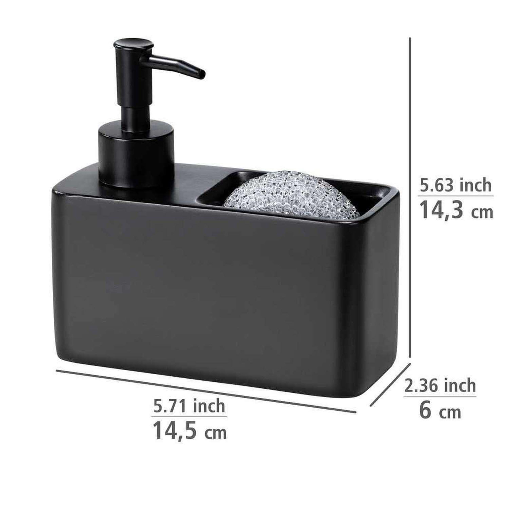Voir la diapositive 3 : Wenko Distributeur de savon avec porte éponge - Noir