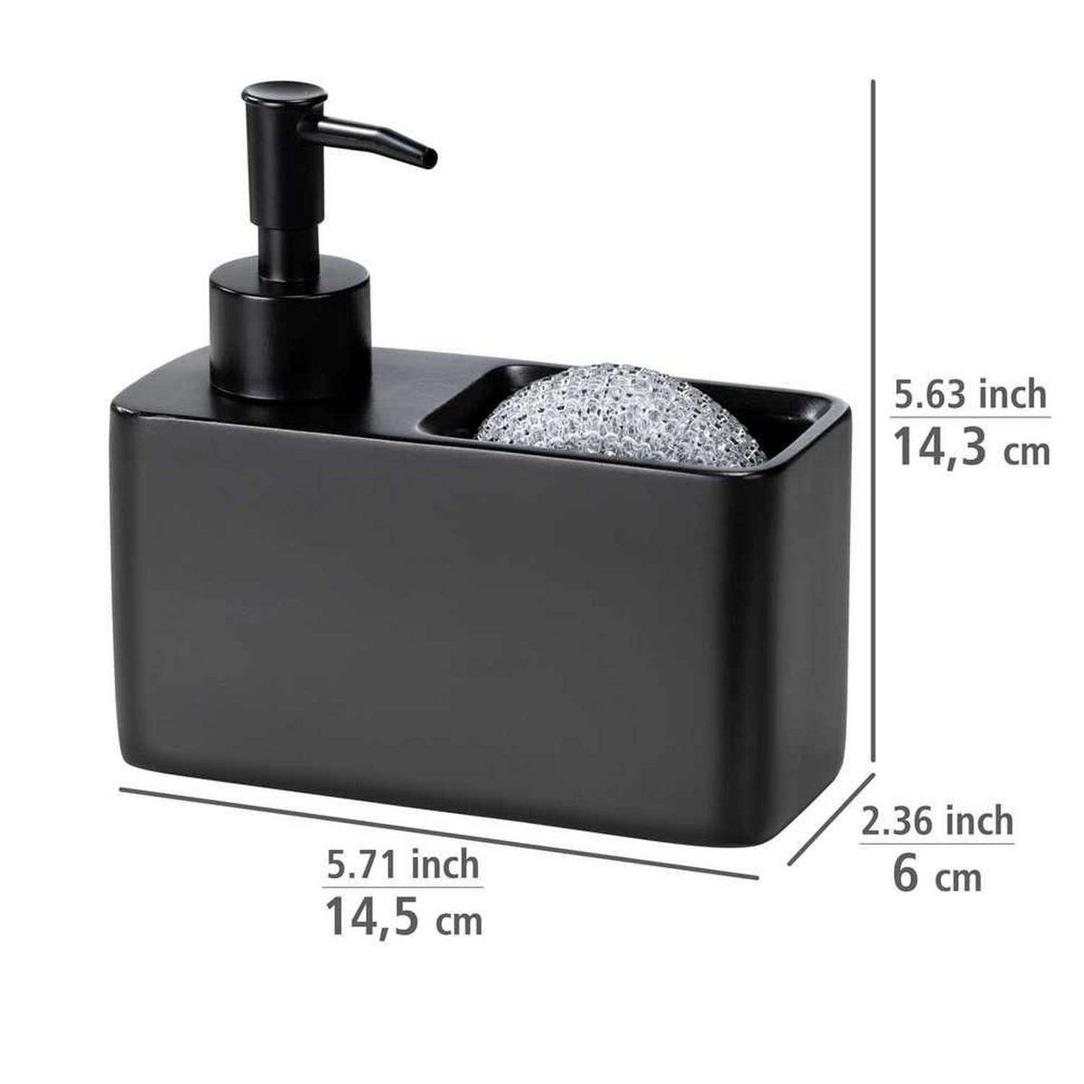 Wenko Distributeur de savon avec porte éponge - Noir