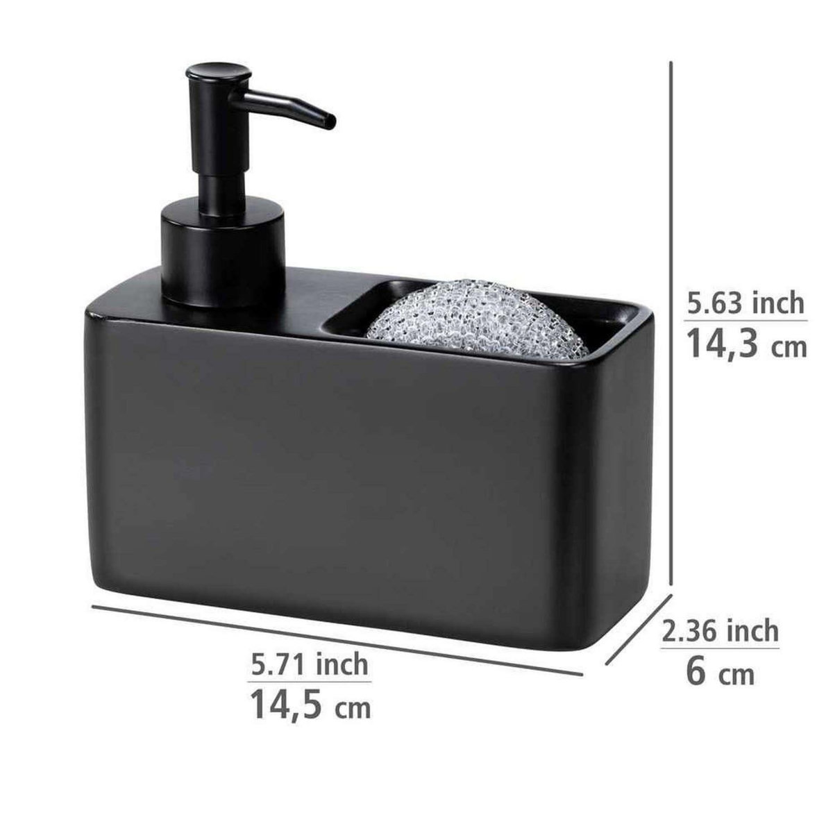 Wenko Distributeur de savon avec porte éponge - Noir