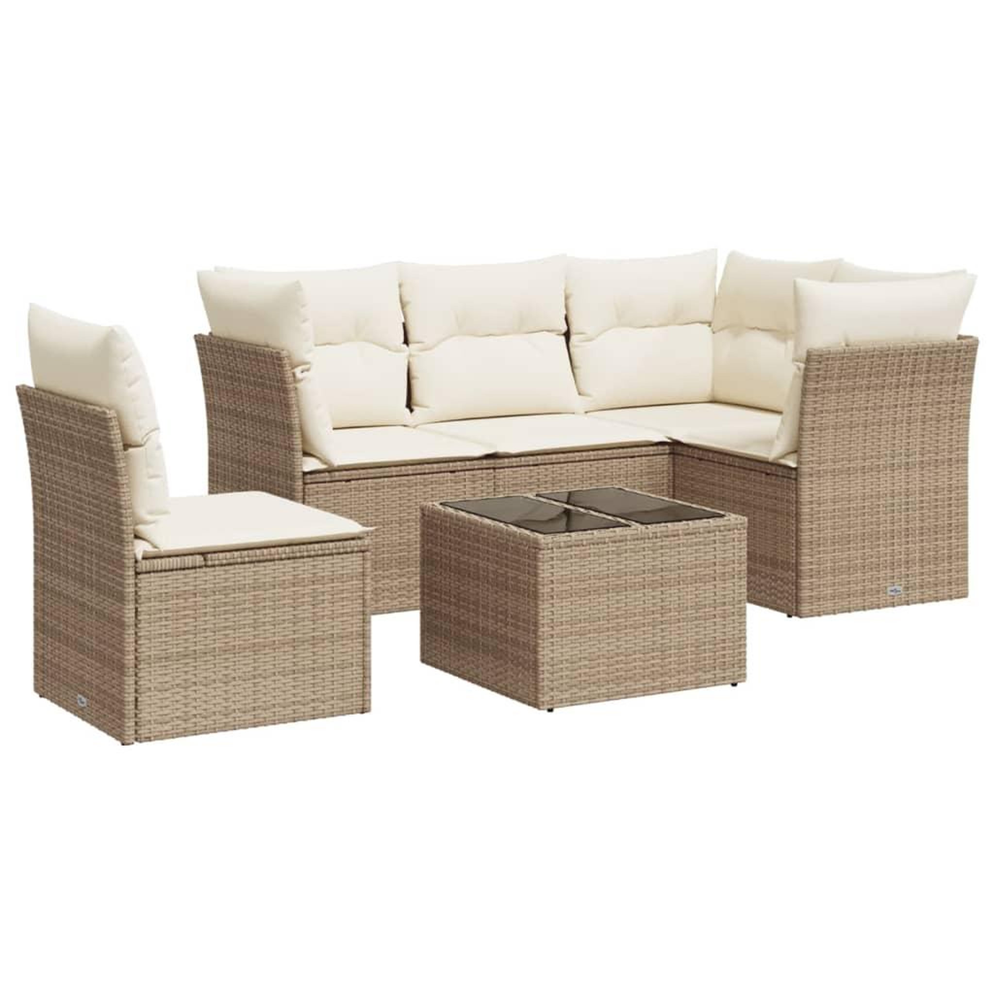 Voir la diapositive 2 : VIDAXL Salon de jardin avec coussins 6 pcs beige resine tressee