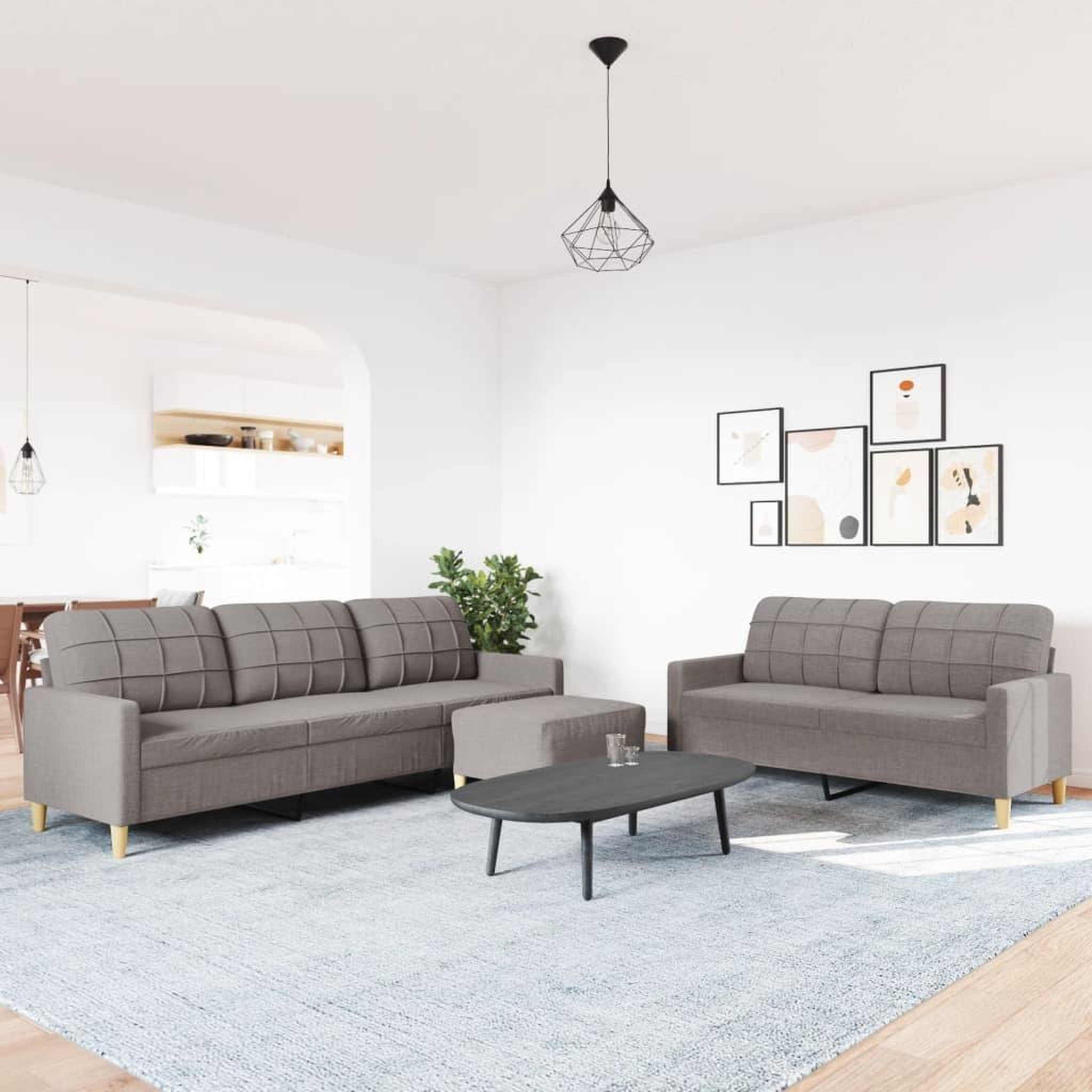 Voir la diapositive 3 : VIDAXL Ensemble de canapes 3 pcs avec repose-pied taupe tissu