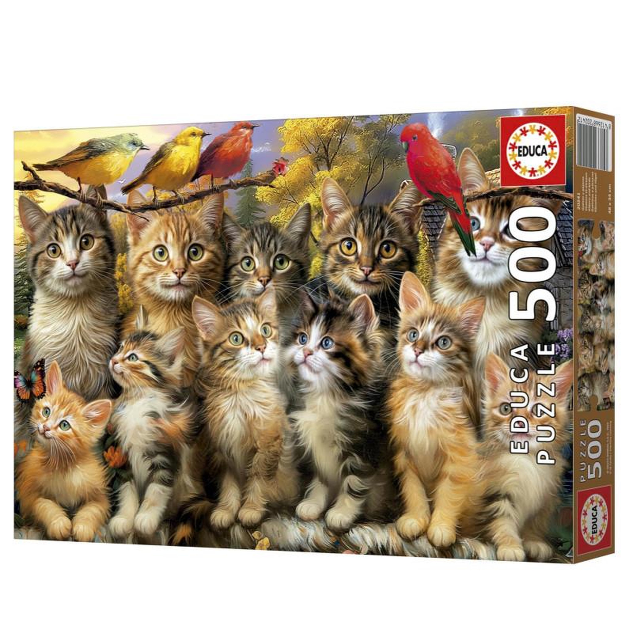 Voir la diapositive 3 : EDUCA Puzzle 500 pièces Chatons et Oiseaux – Adultes et enfants dès 10 ans – Haute qualité – EDUCA