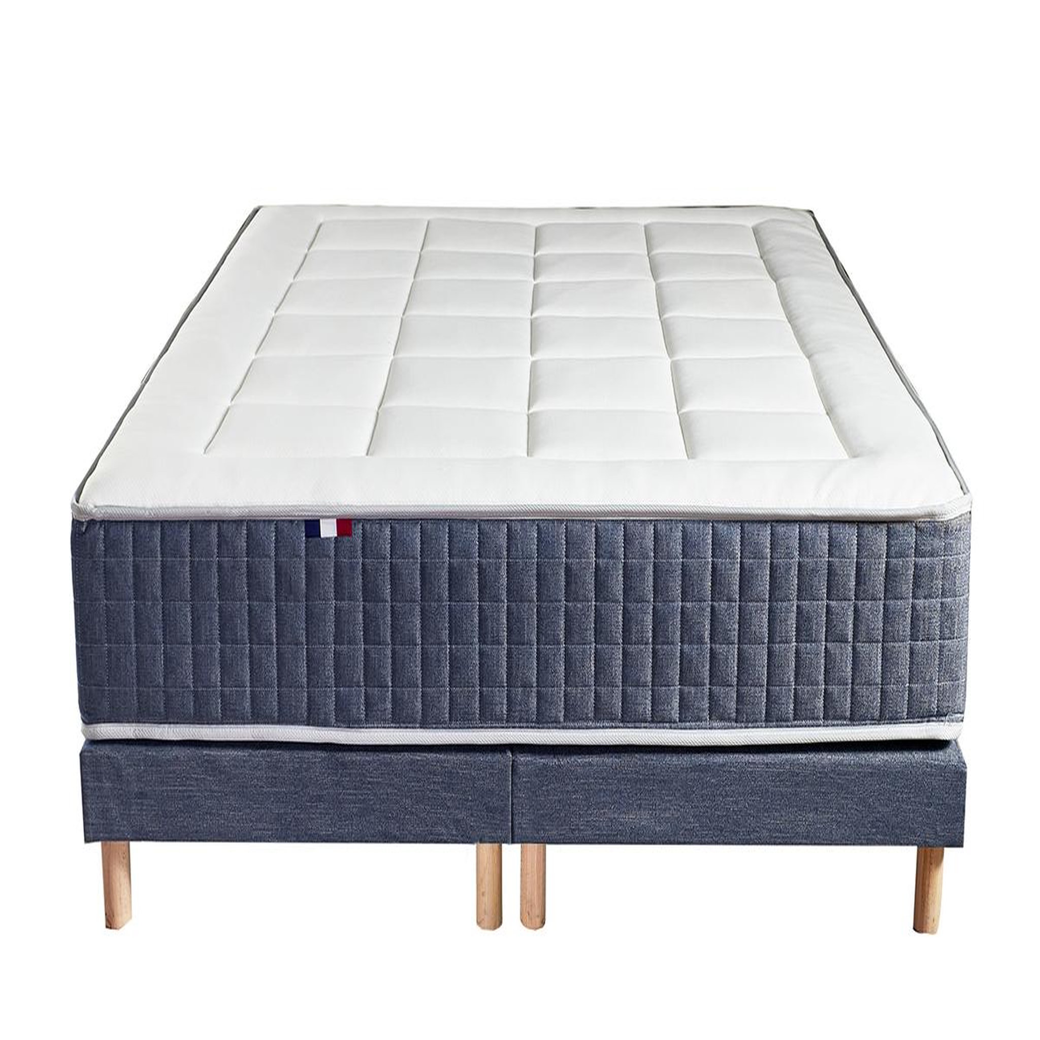 Voir la diapositive 3 : Ensemble Literie ressorts ensachés 180x200cm KING STYLE, épaisseur 30 cm accueil mémoire de forme, avec 2 sommiers tapissiers et pieds