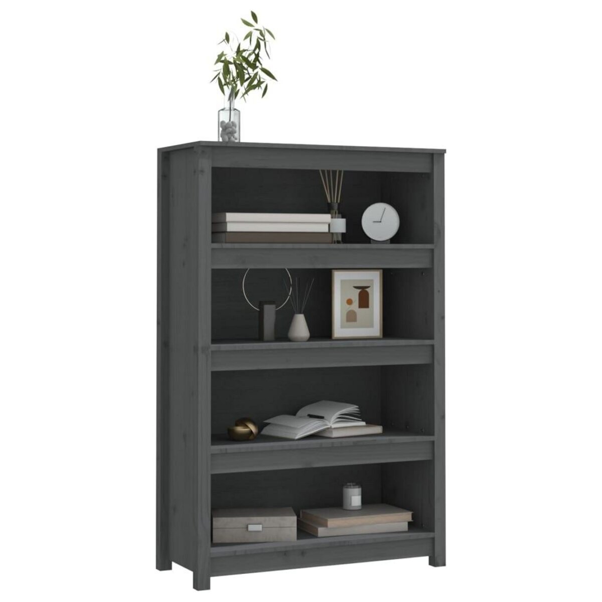 VIDAXL Bibliotheque Gris 80x35x126 cm Bois de pin massif