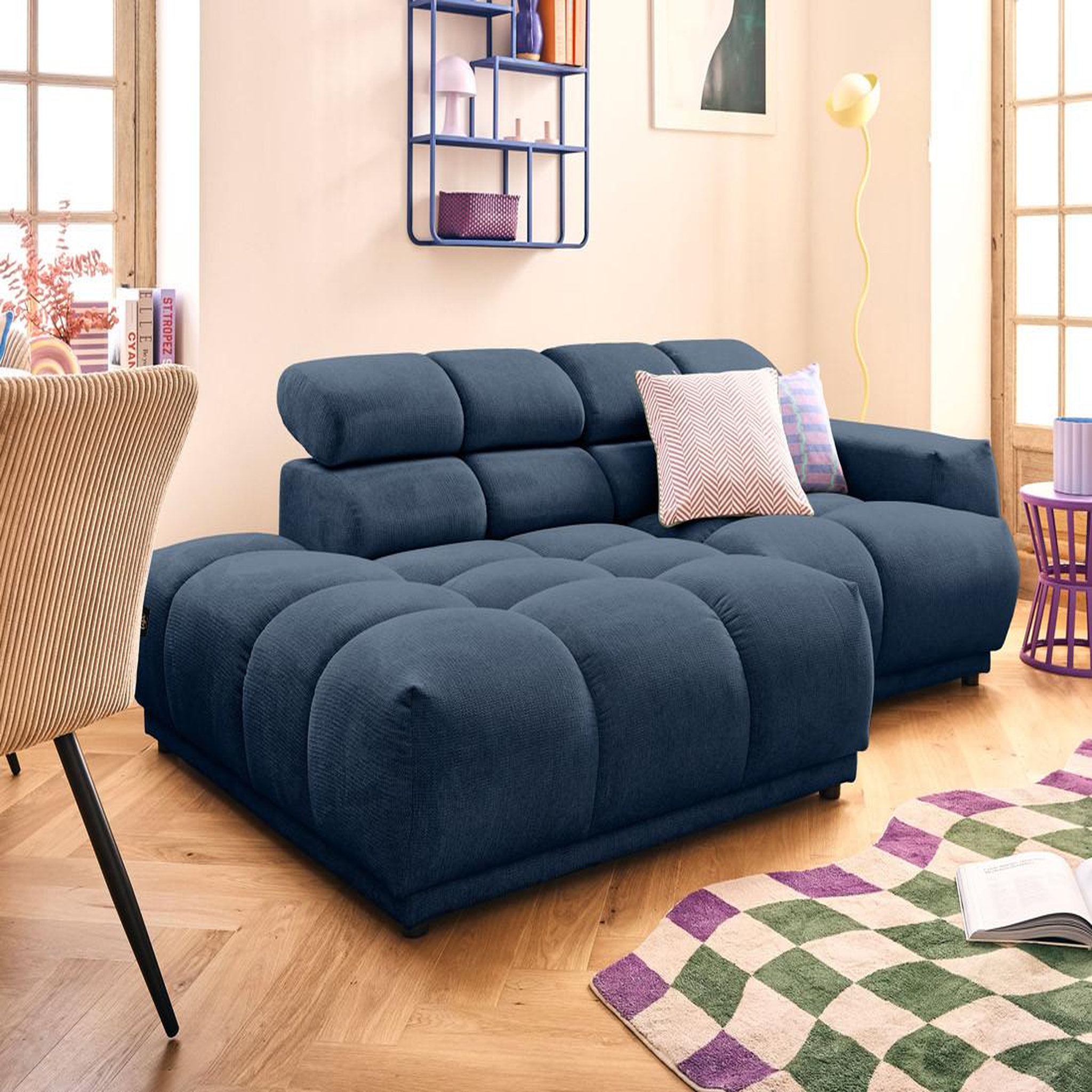 Voir la diapositive 4 : LISA DESIGN Matera - canapé d'angle gauche 4 places avec têtières réglables en tissu texturé