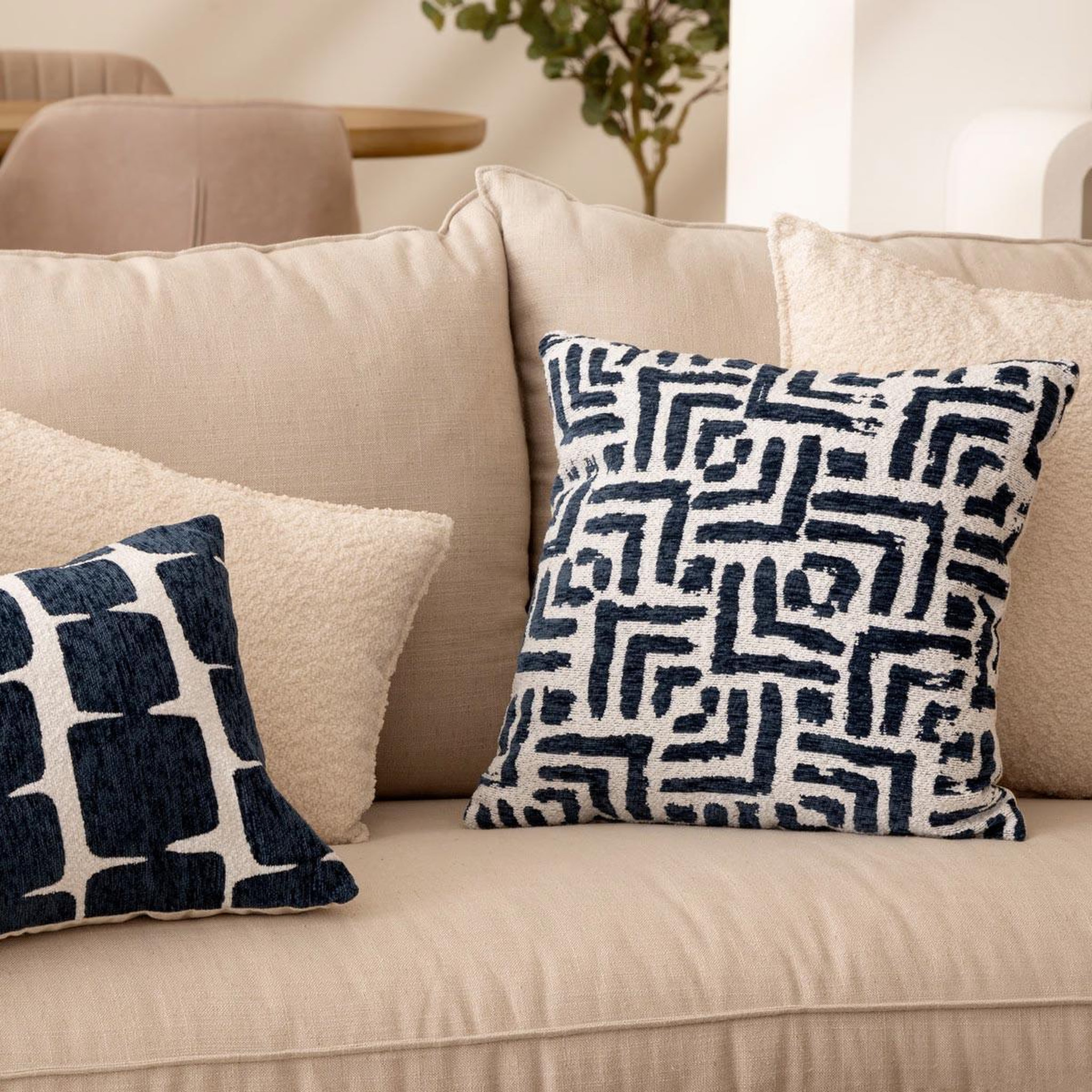Voir la diapositive 5 : ATMOSPHERA Housse de coussin chenille  jeni  40x40cm bleu égéen