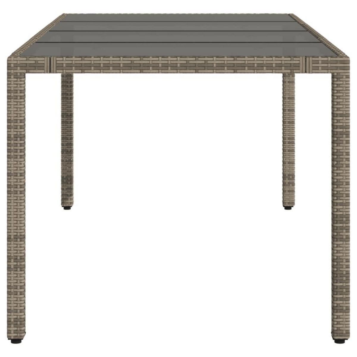 VIDAXL Table de jardin dessus en verre Gris 190x90x75cm Resine tressee