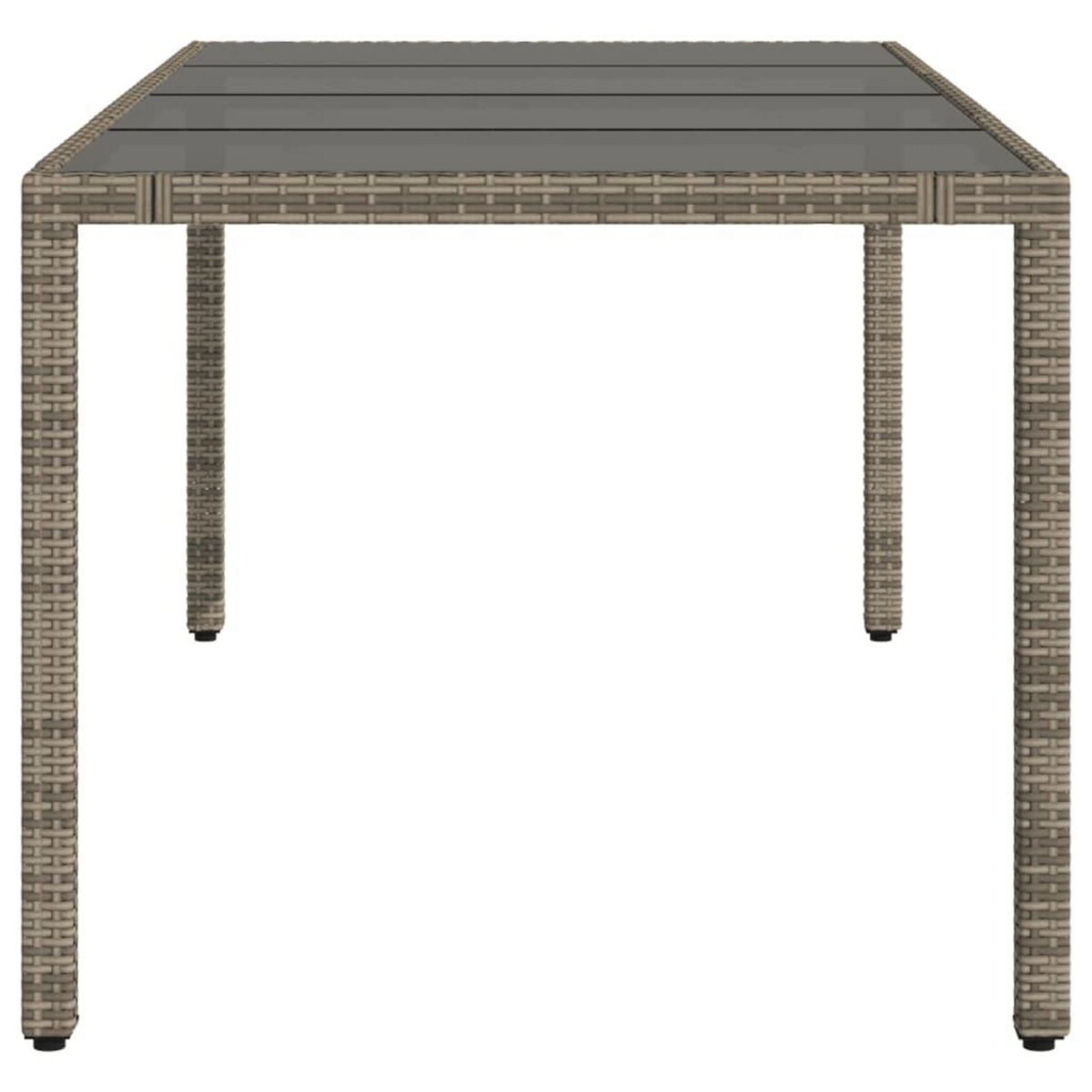 VIDAXL Table de jardin dessus en verre Gris 190x90x75cm Resine tressee