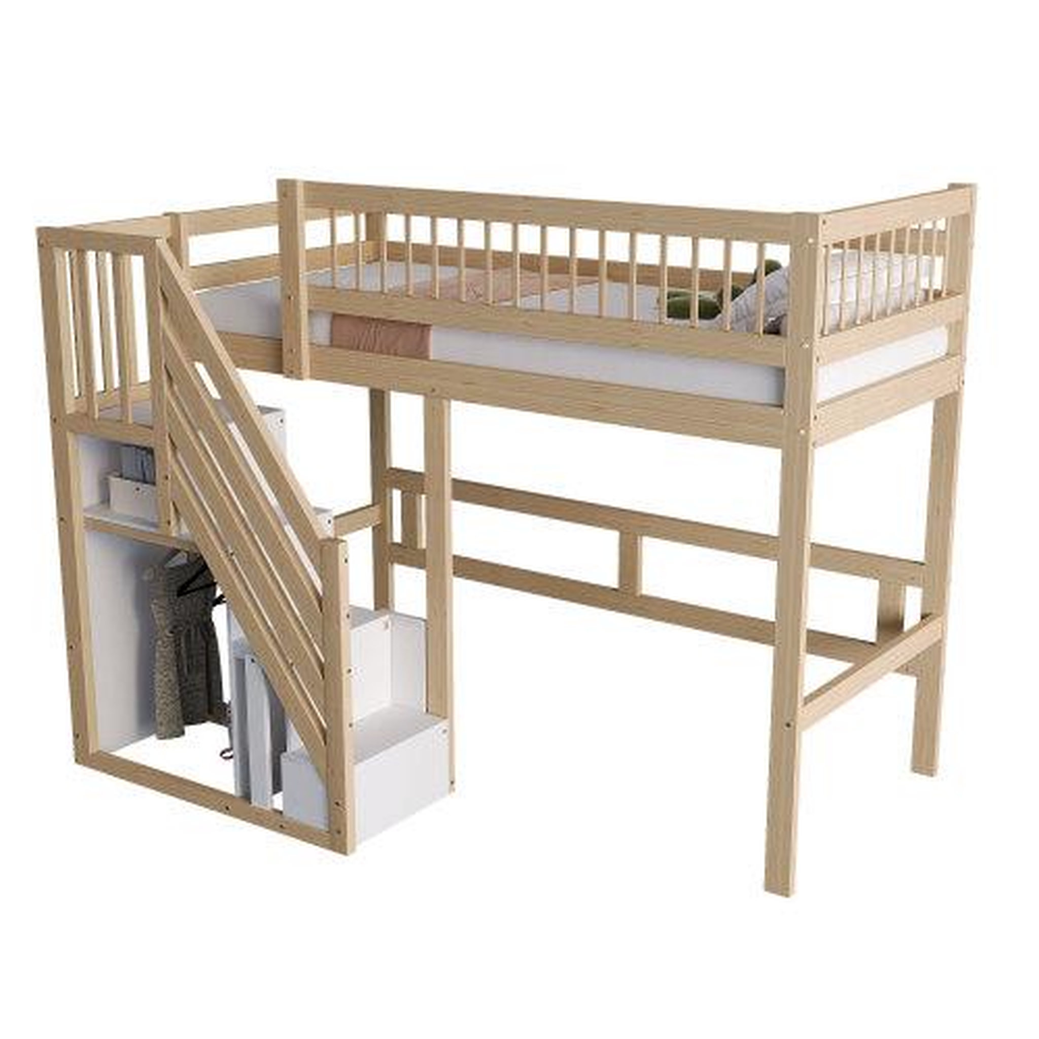 MERAX Lit mezzanine enfant. Coloris disponibles : Marron, Blanc, Gris