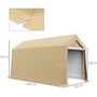 Voir la diapositive 3 : OUTSUNNY Abri de jardin - abri vélo - tente de stockage dim. 2 x 3,6 m - acier galvanisé PE imperméable anti-UV beige