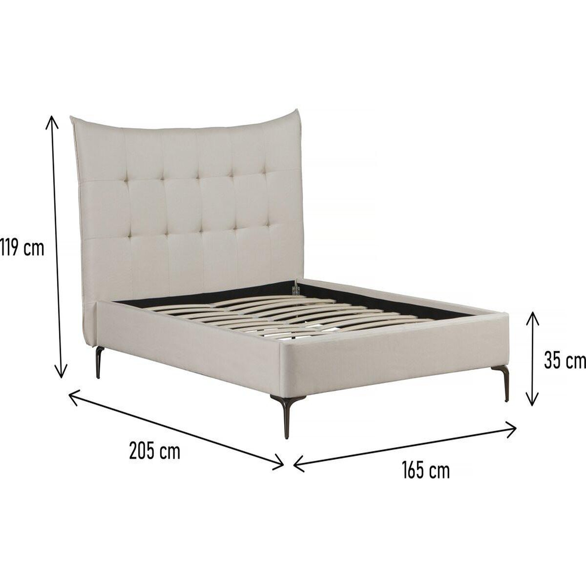 Voir la diapositive 3 : Habitat et Jardin Lit double en tissu capitonné   aspen  140 x 190 cm - beige