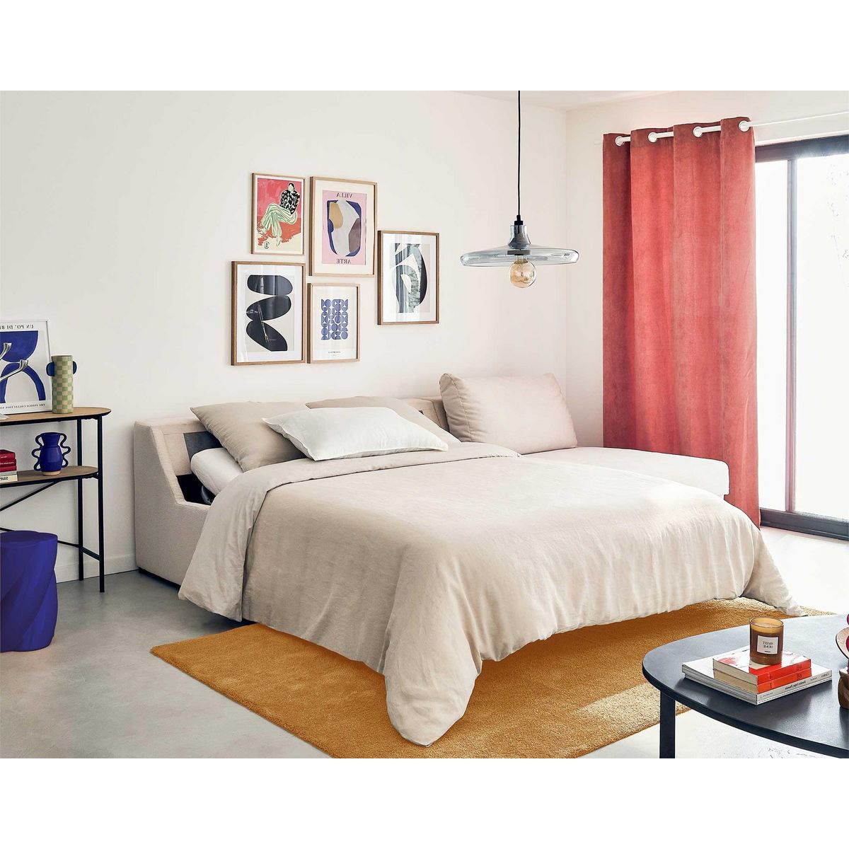 LISA DESIGN Palmira - canapé d'angle droit - 4 places - convertible couchage quotidien - matelas 14 cm - en velours côtelé