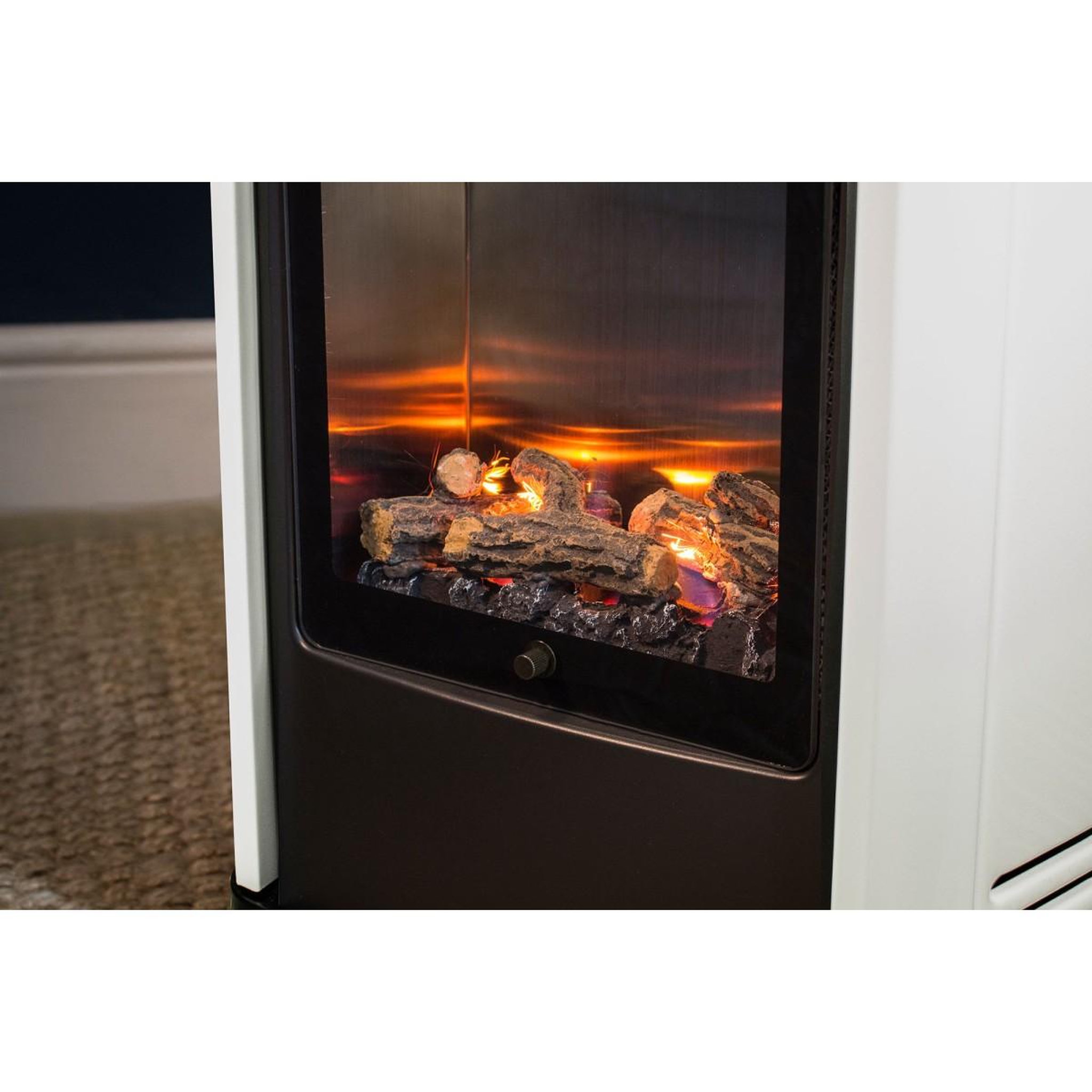 Voir la diapositive 5 : SAHARA Poele à gaz 3.4KW Blanc et noir Chauffage d'appoint effet Feu Manhattan Sahara