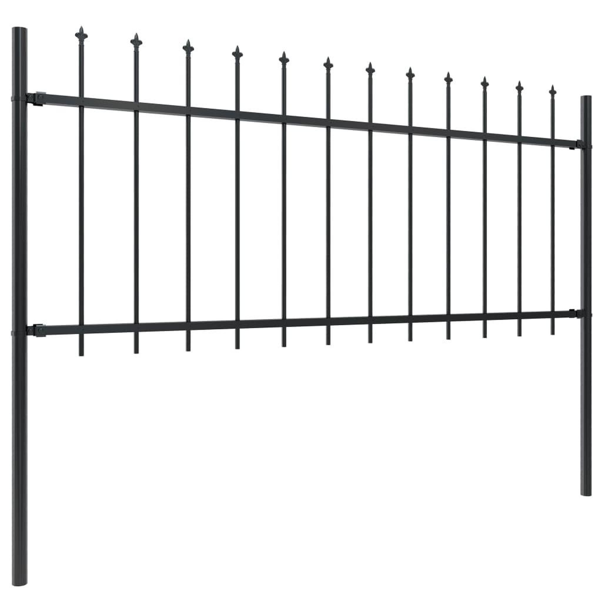 Voir la diapositive 2 : VIDAXL Cloture de jardin avec dessus en lance Acier 17 x 0,8 m Noir