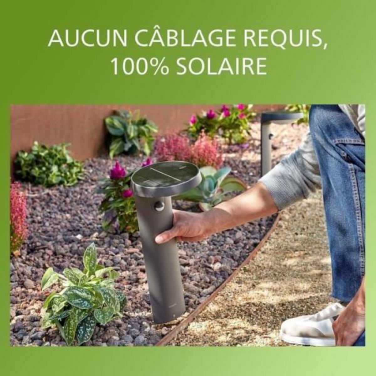 Philips Borne avec recharge solaire PHILIPS TYLA classe énergétique A, détecteur de mouvement, jusqu'a 250 lm, IP44 - Anthracite