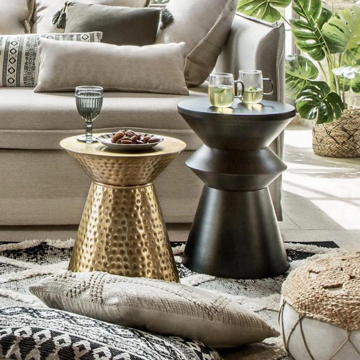 ATMOSPHERA Table à Café Ronde Design  Sohan  48cm Noir