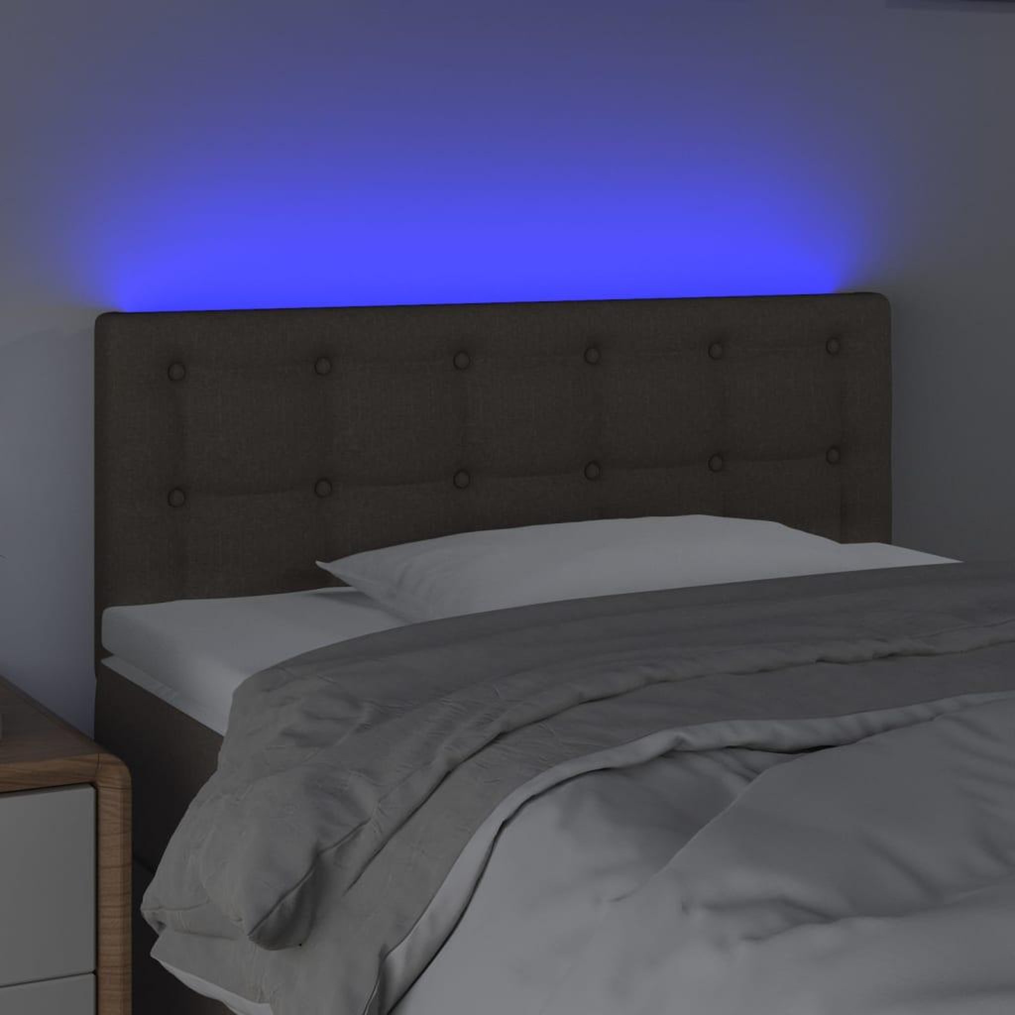 Voir la diapositive 3 : VIDAXL Tete de lit a LED Taupe 80x5x78/88 cm Tissu