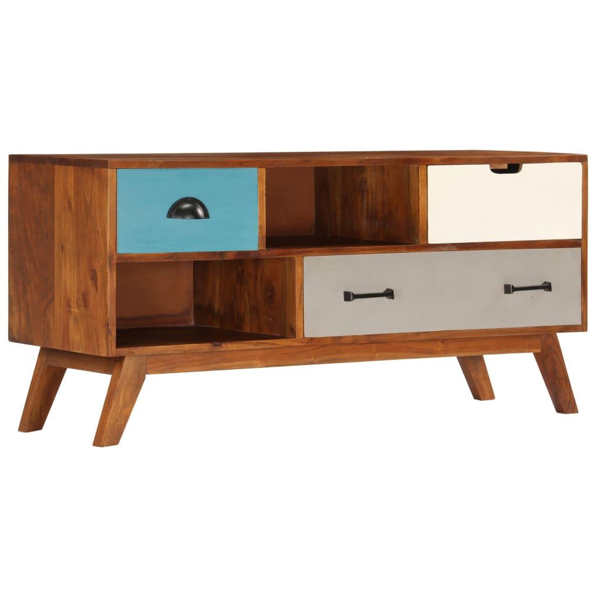 Voir la diapositive 1 : VIDAXL Meuble TV avec 3 tiroirs 110x35x50 cm Bois d'acacia solide