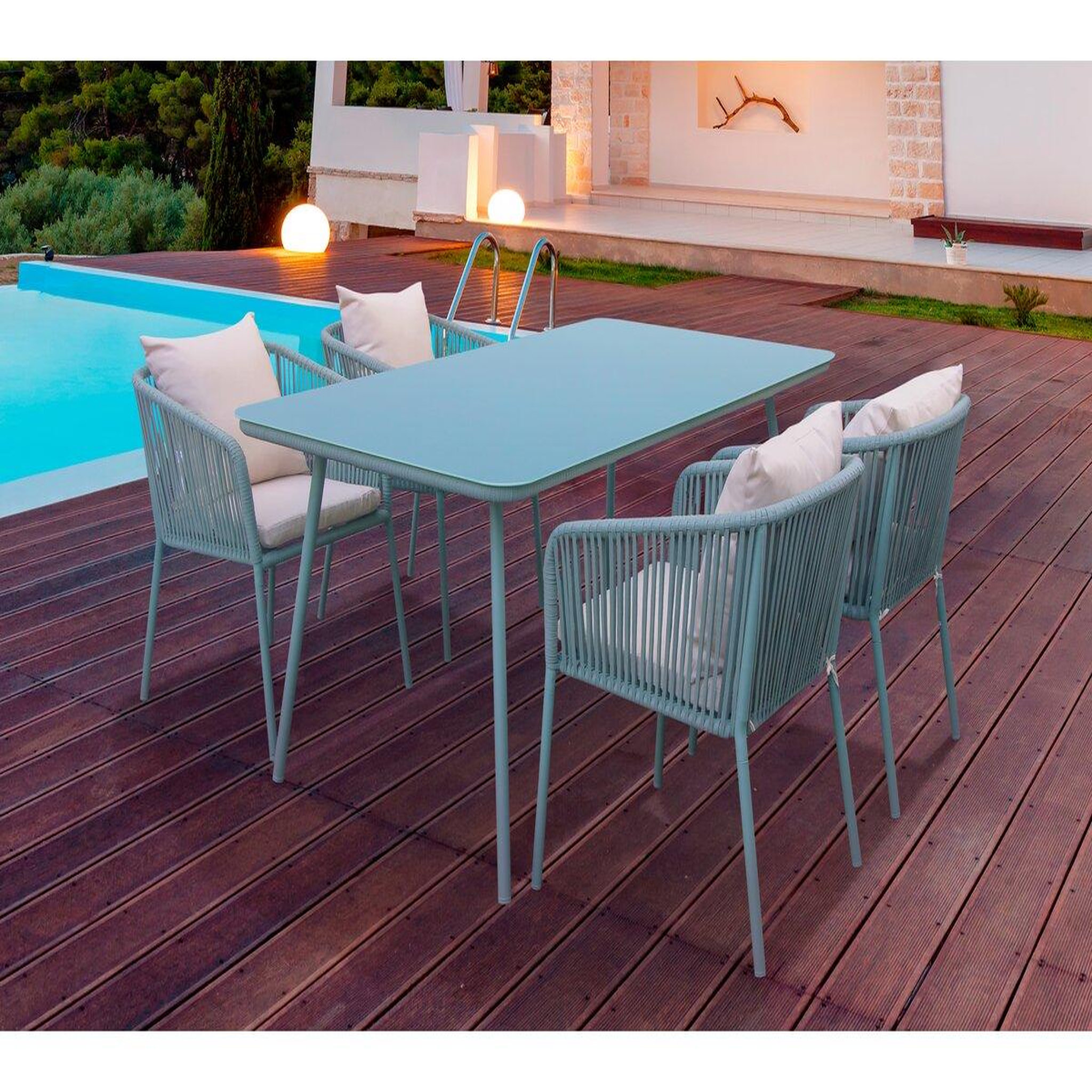 Voir la diapositive 2 : Habitat et Jardin Salon de jardin repas   Léna  - 194 x 70 x 73 cm - Vert