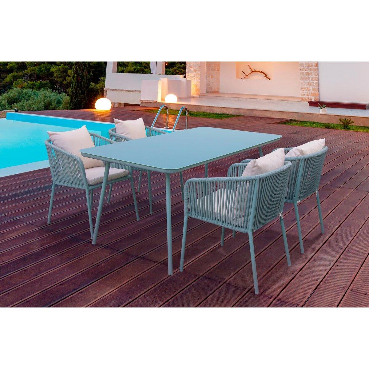 Habitat et Jardin Salon de jardin repas   Léna  - 194 x 70 x 73 cm - Vert