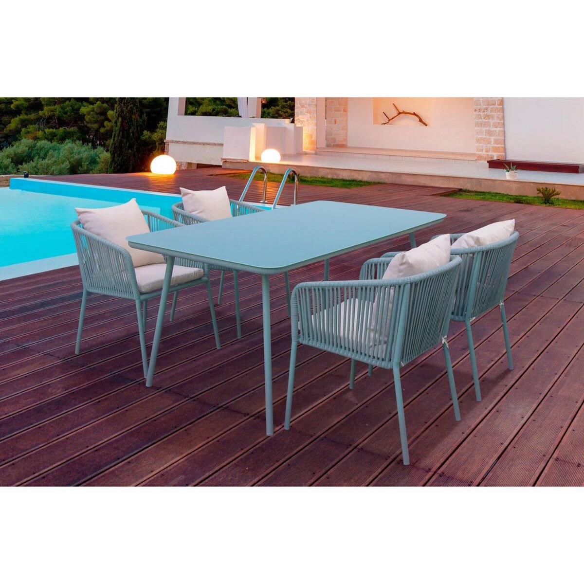 Habitat et Jardin Salon de jardin repas   Léna  - 194 x 70 x 73 cm - Vert