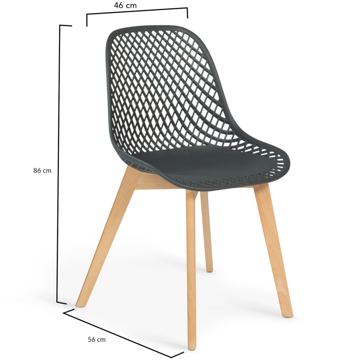 ID MARKET Lot de 4 chaises MANDY grises pour salle à manger