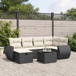 VIDAXL Salon de jardin 7 pcs avec coussins noir resine tressee