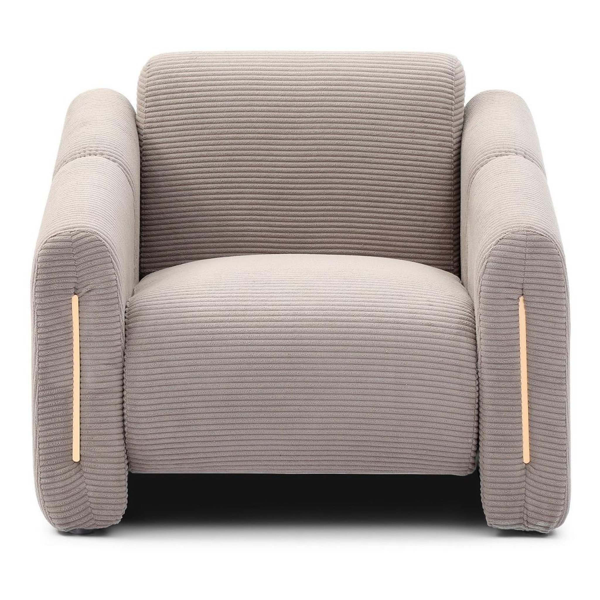 Voir la diapositive 2 : Paris Prix Fauteuil design en velours côtelé  maxine  92cm taupe