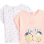 Voir la diapositive 2 : INEXTENSO Lot de 2 t-shirts manches courtes chat bébé fille