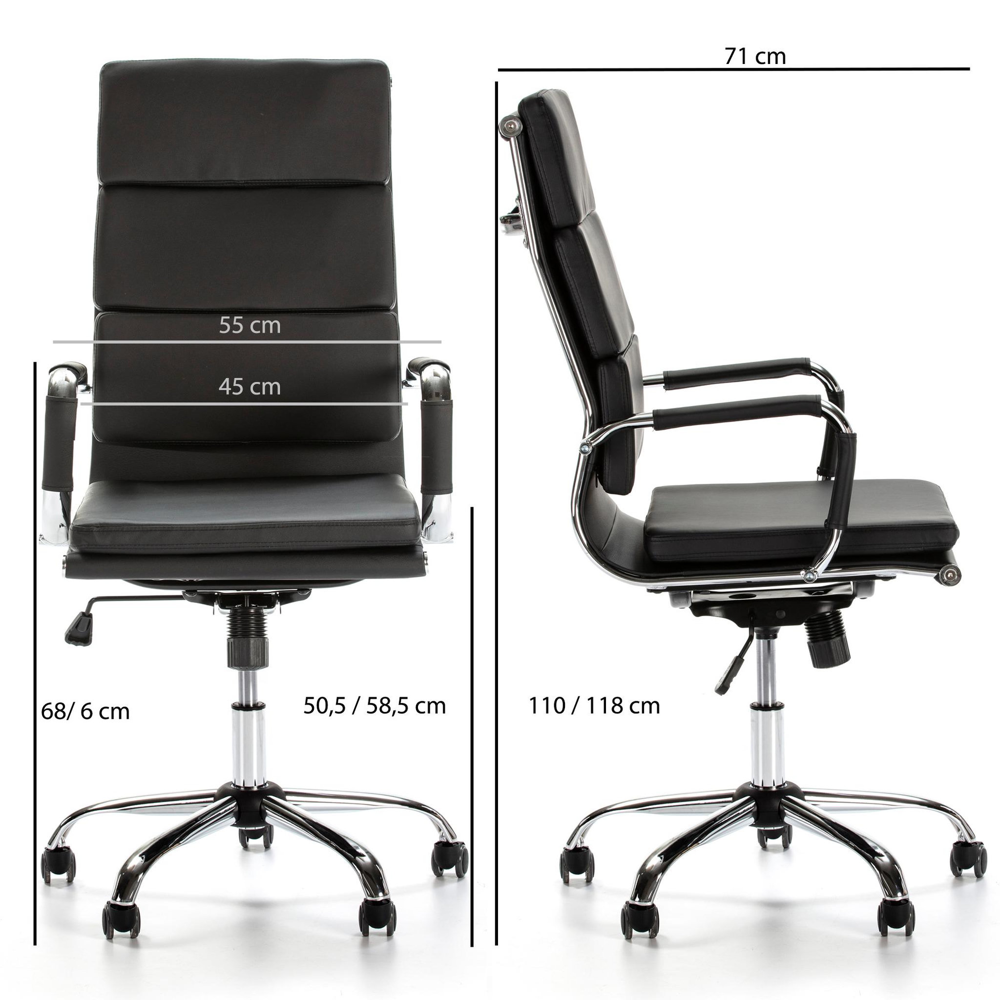 Voir la diapositive 3 : VS VENTA-STOCK Fauteuil de Bureau Morgan inclinable Noir, Cuir synthétique
