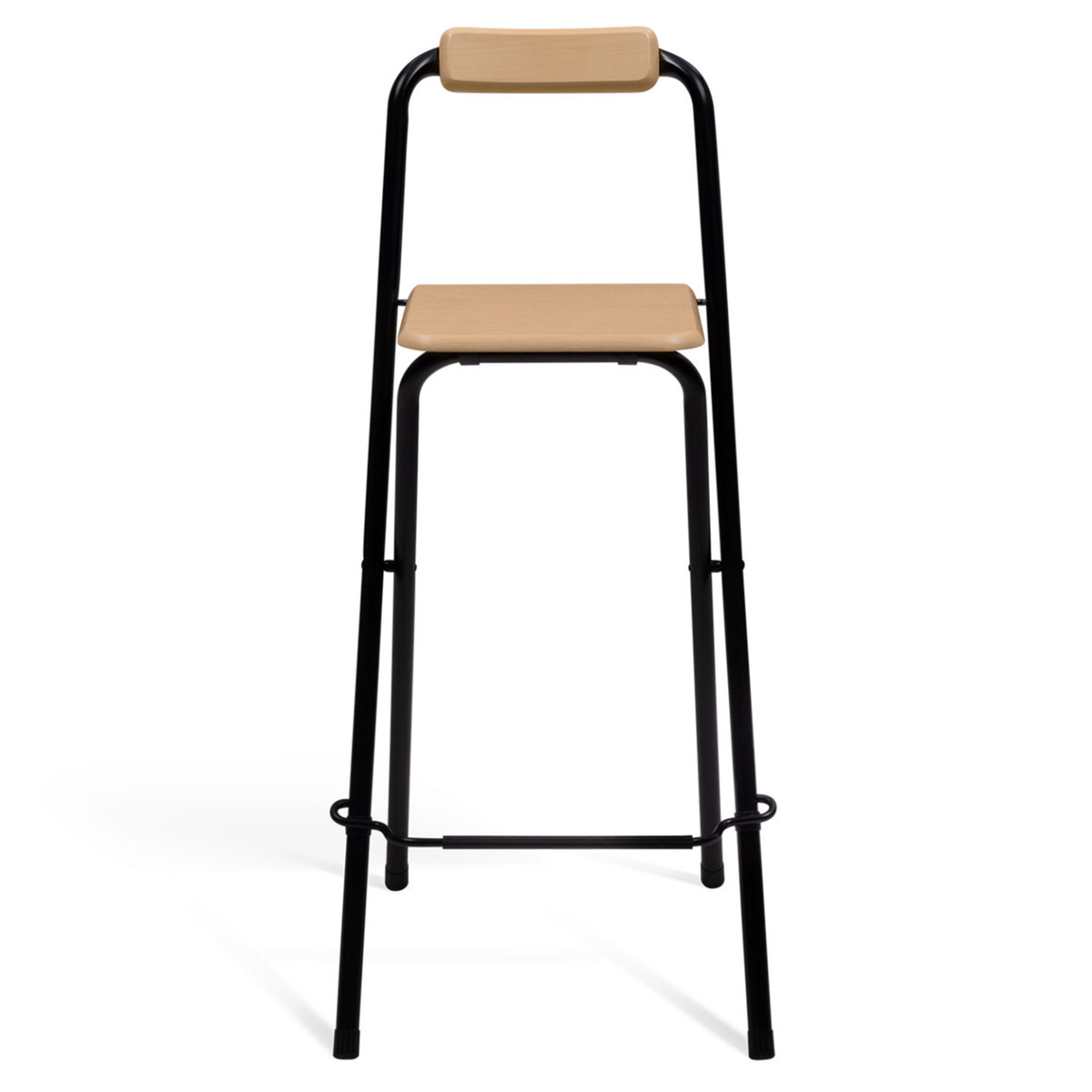 ID MARKET Lot de 4 tabourets de bar pliants DETROIT structure noire avec assise effet bois design industriel