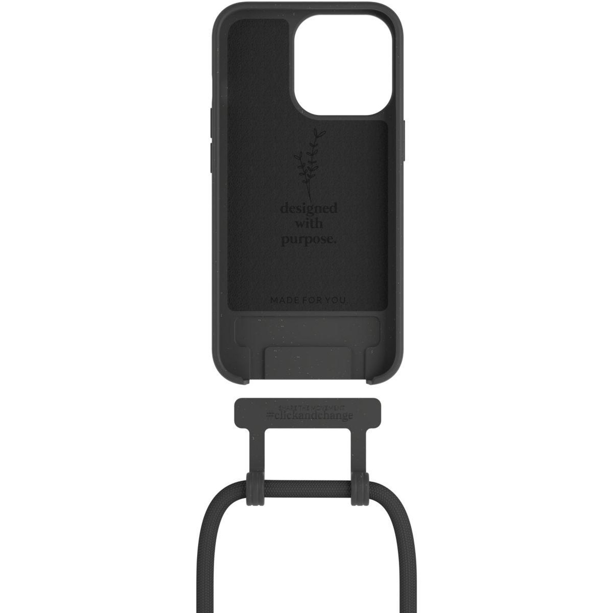 Voir la diapositive 4 : WOODCESSORIES Coque avec cordon iPhone 14 Pro Tour de cou noir