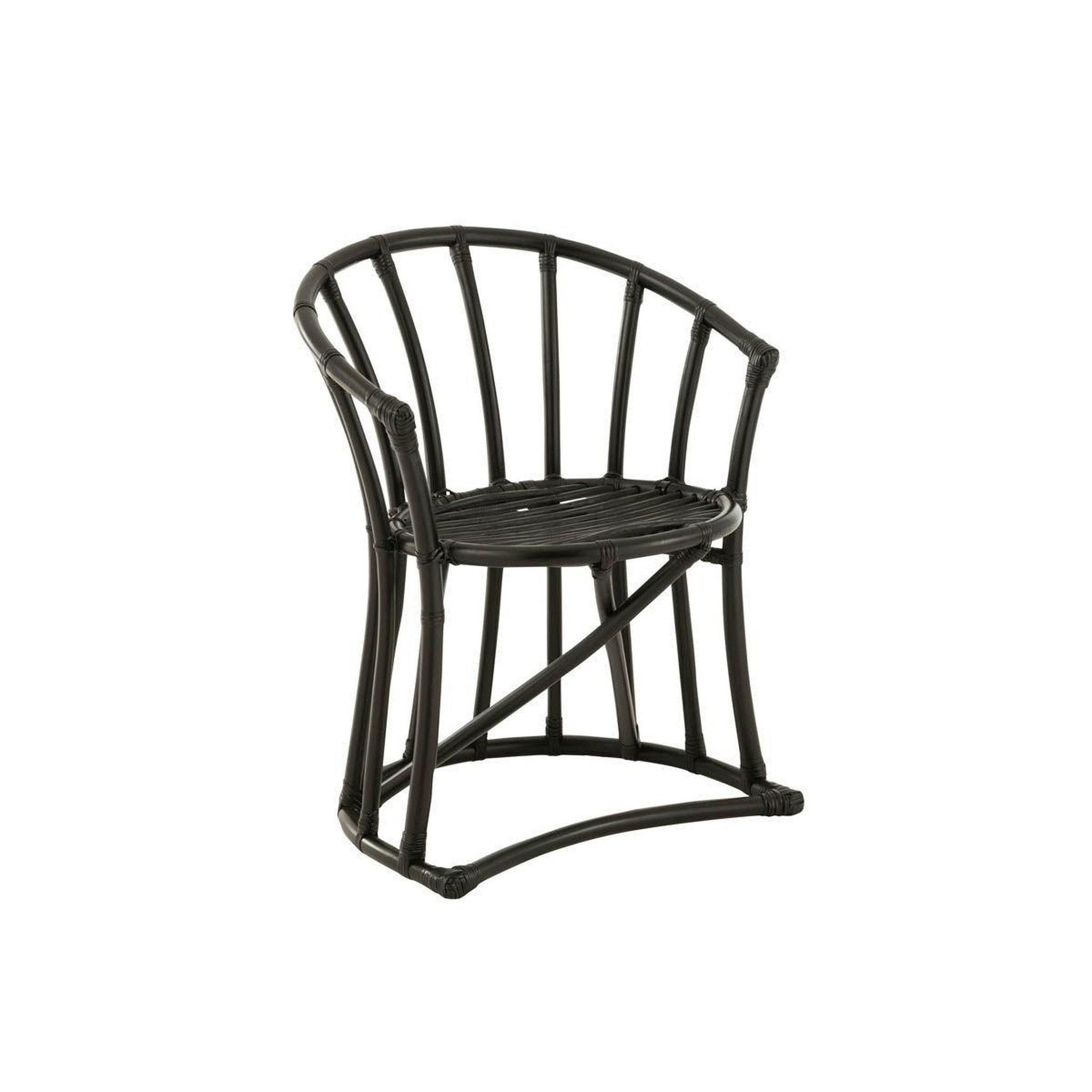 Voir la diapositive 5 : J-LINE Chaise rotin & coussin  howard  70cm noir