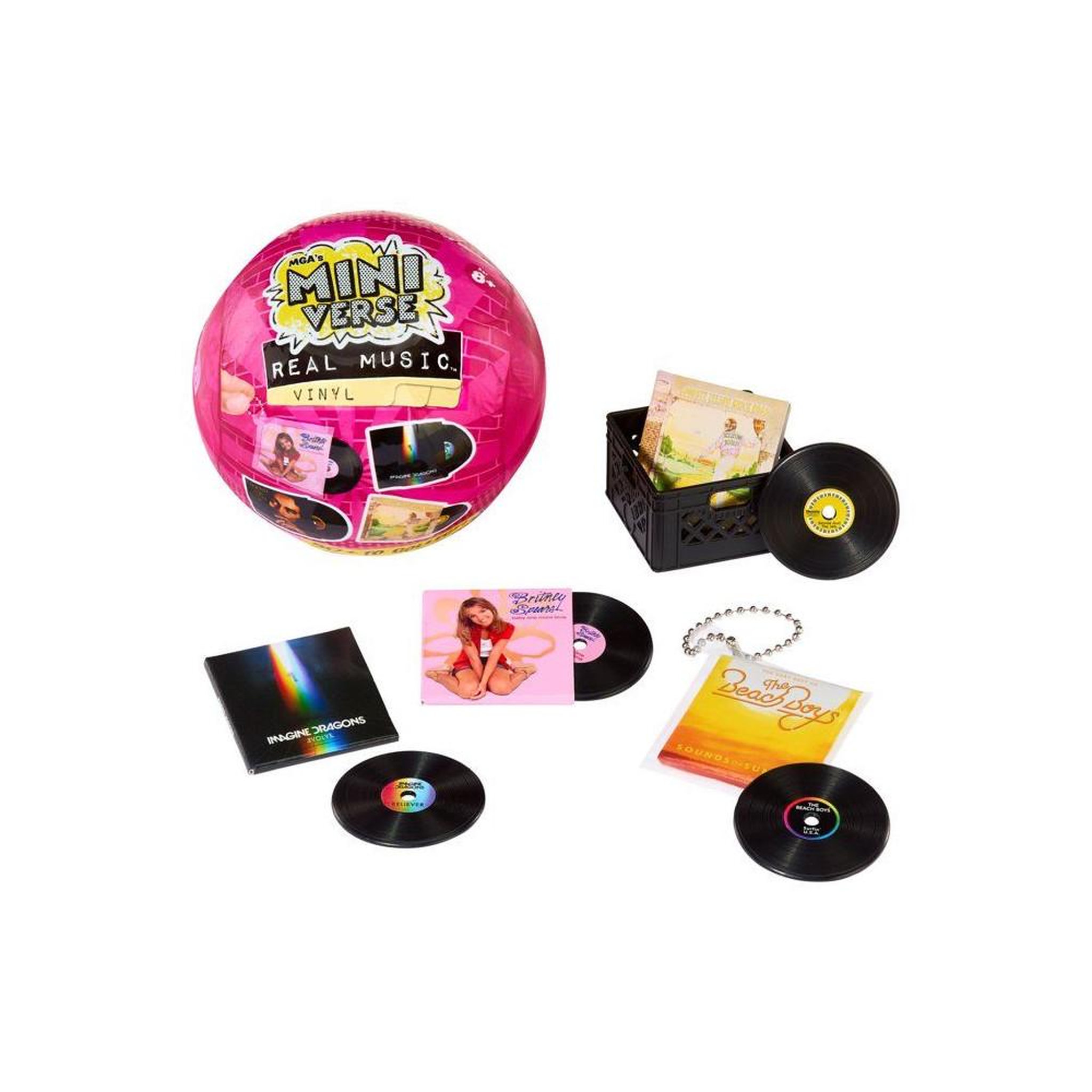 Coffret mini vinyles Real Music avec porte-clés et 4 disques, multicolore