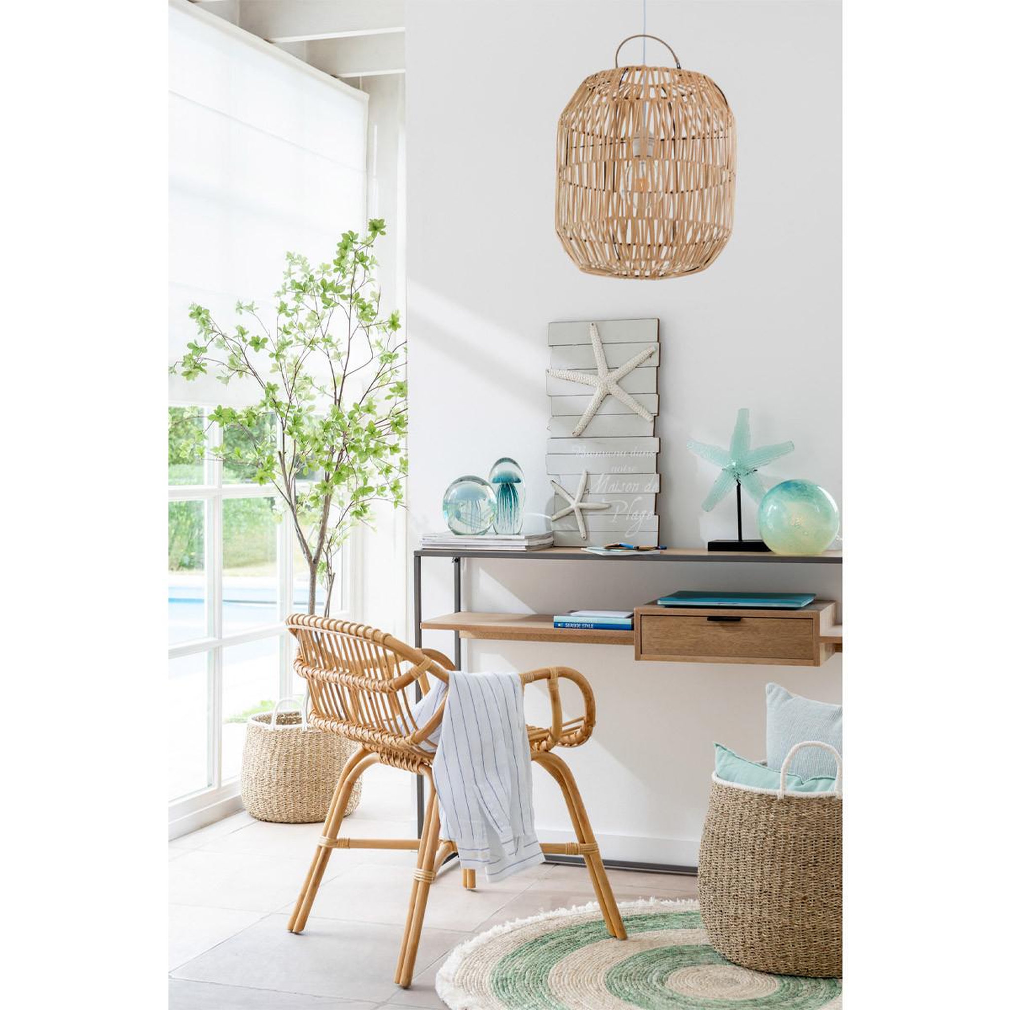 Voir la diapositive 3 : J-LINE Abat-Jour Déco  Rotin  35cm Naturel