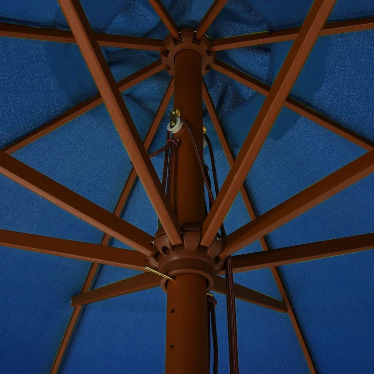 VIDAXL Parasol d'exterieur avec mat en bois 330 cm Bleu azure