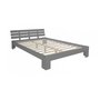 HomeStyle4U Lit double lit futon en bois 160x200 lit pin gris cadre de lit bois massif