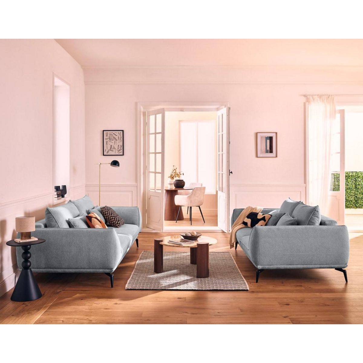 LISA DESIGN Arica - canapé droit 3 places convertible en tissu texturé