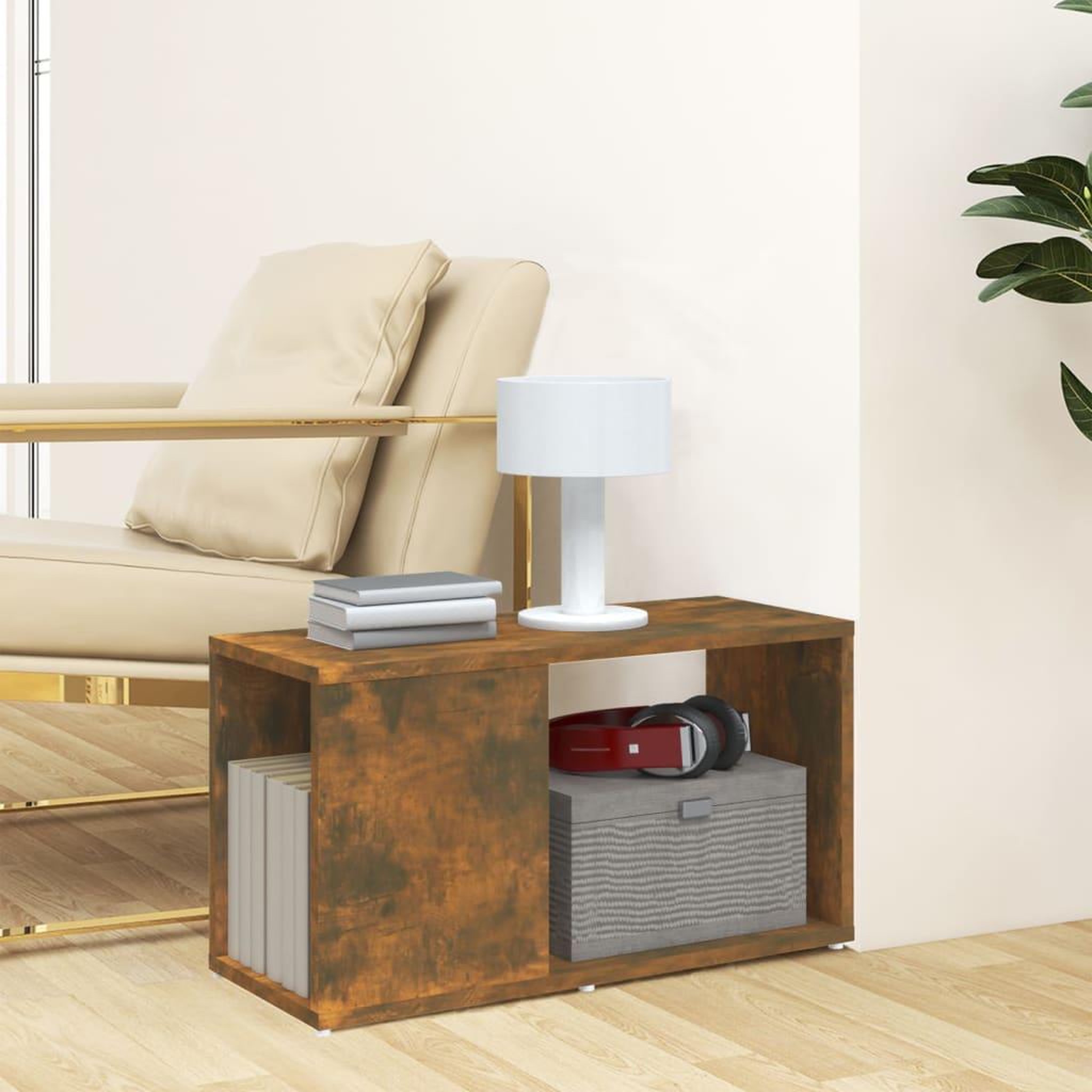 Voir la diapositive 3 : VIDAXL Meuble TV Chene fume 60x24x32 cm Bois d'ingenierie