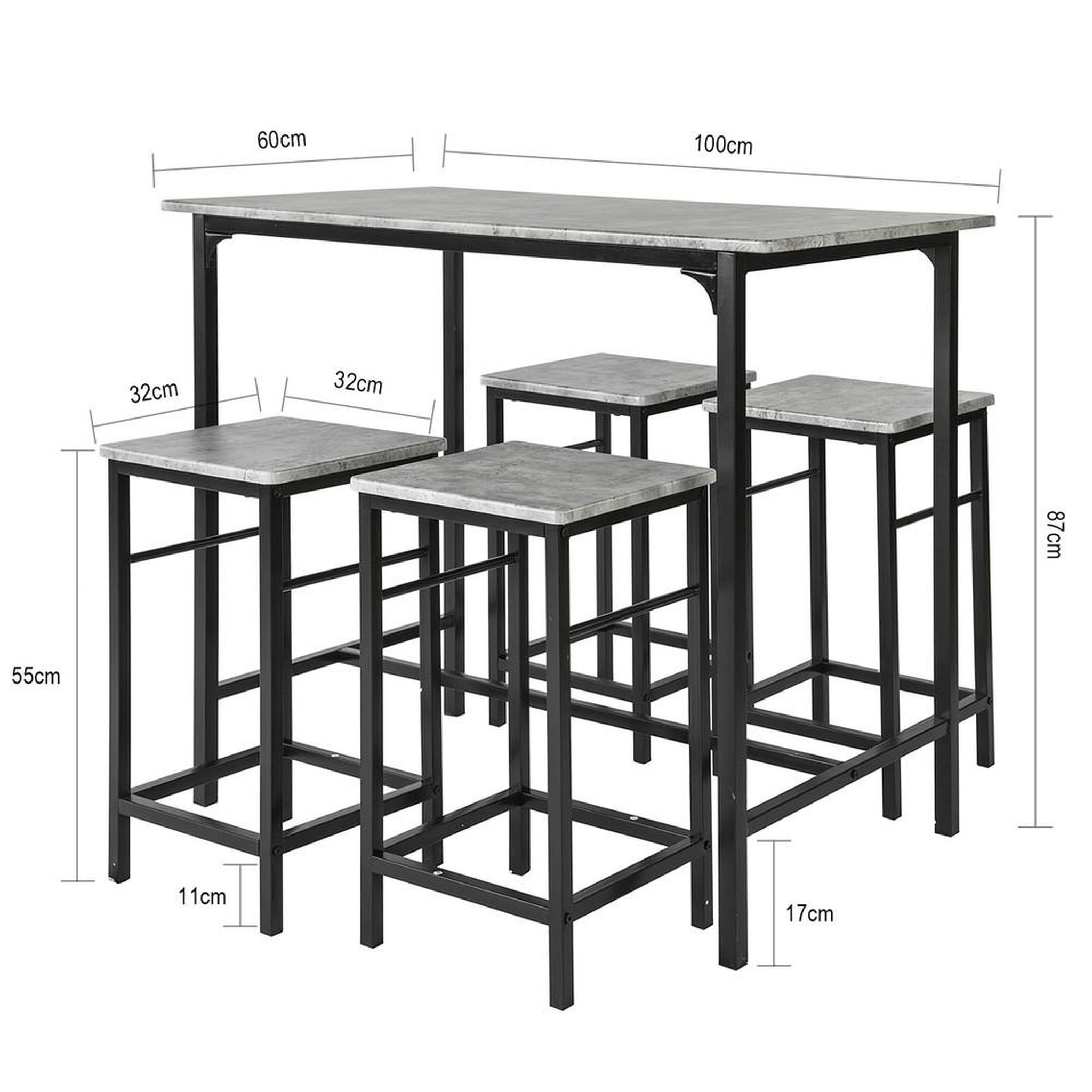 Voir la diapositive 3 : SOBUY SoBuy - Ensemble Table Et 4 Tabourets - Industriel - OGT11