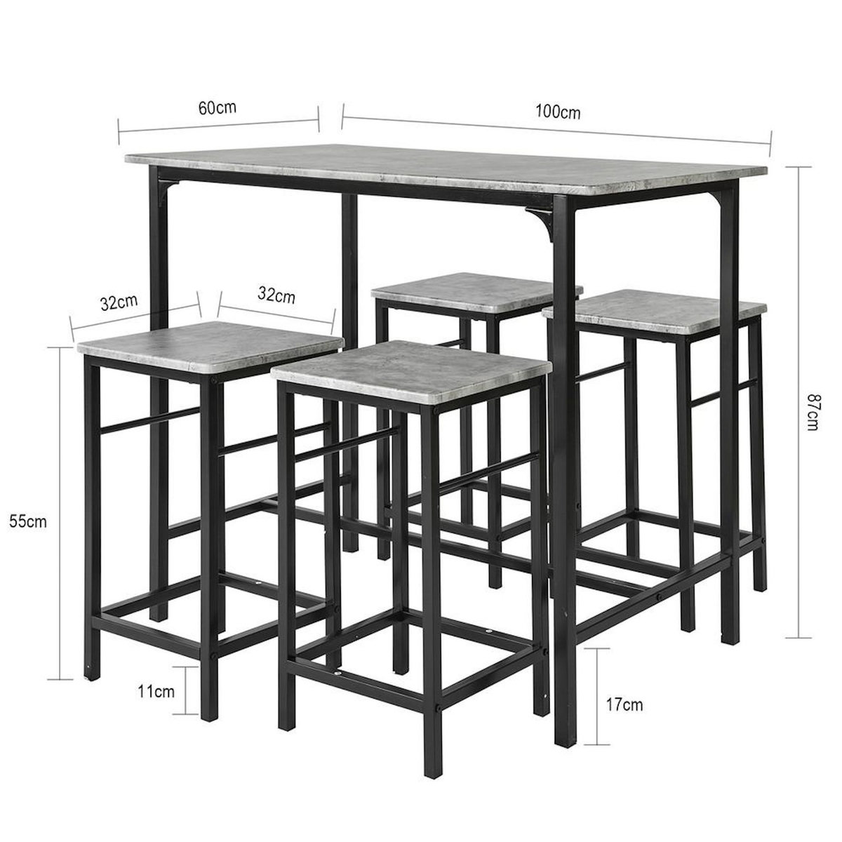 SOBUY SoBuy - Ensemble Table Et 4 Tabourets - Industriel - OGT11