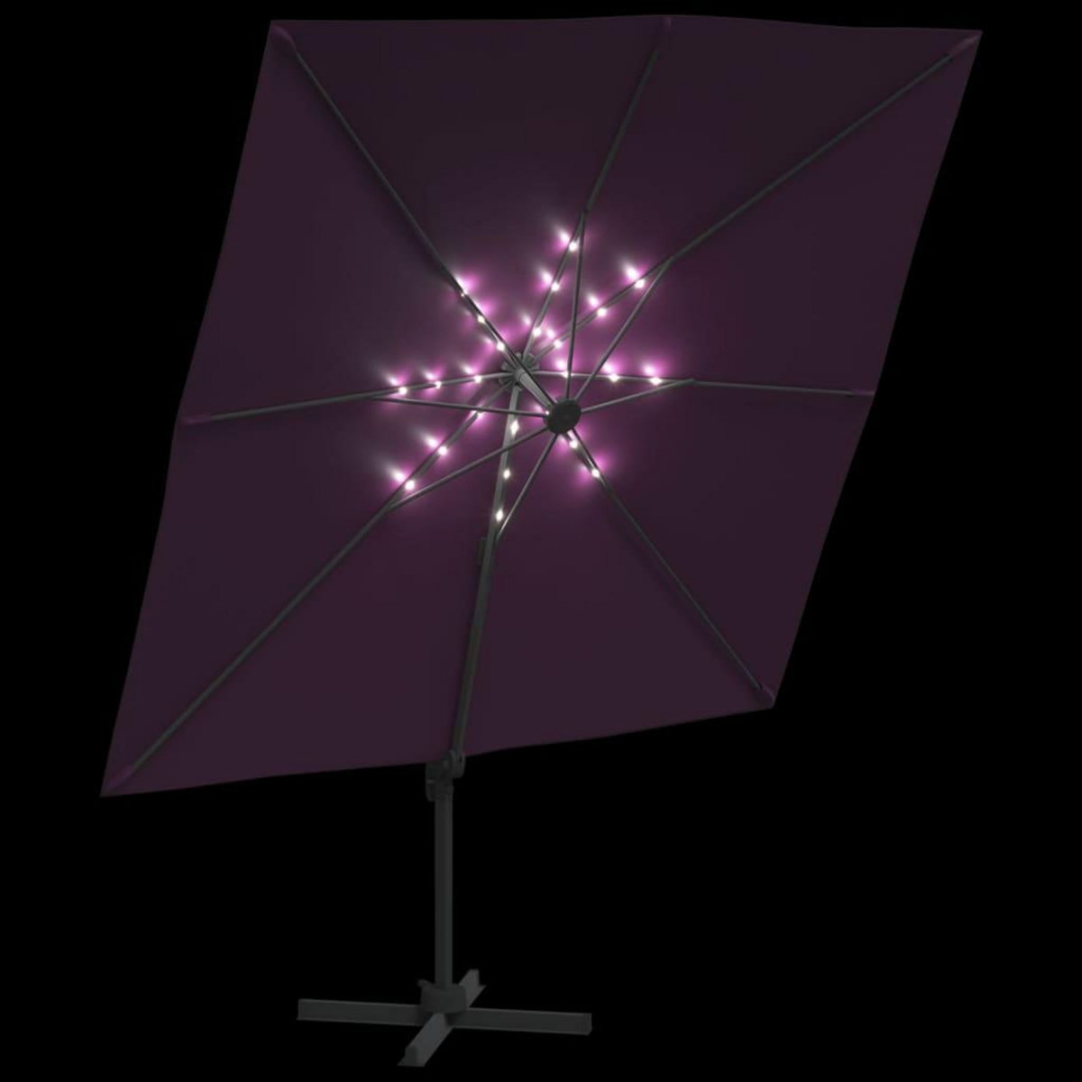 VIDAXL Parasol cantilever a LED Rouge Bordeaux 400x300 cm