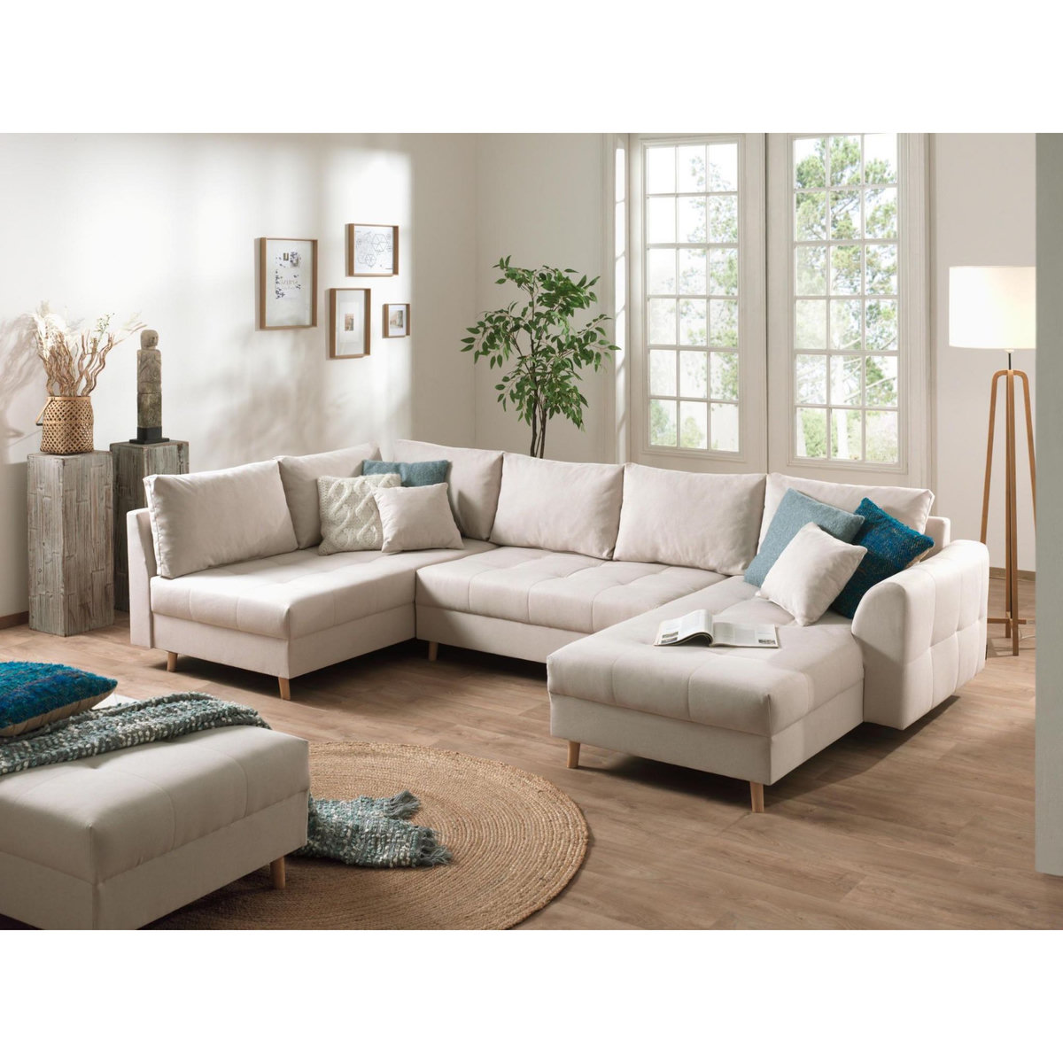 LISA DESIGN Rune - canapé panoramique avec pouf d'appoint - 7 places - style scandinave - gauche