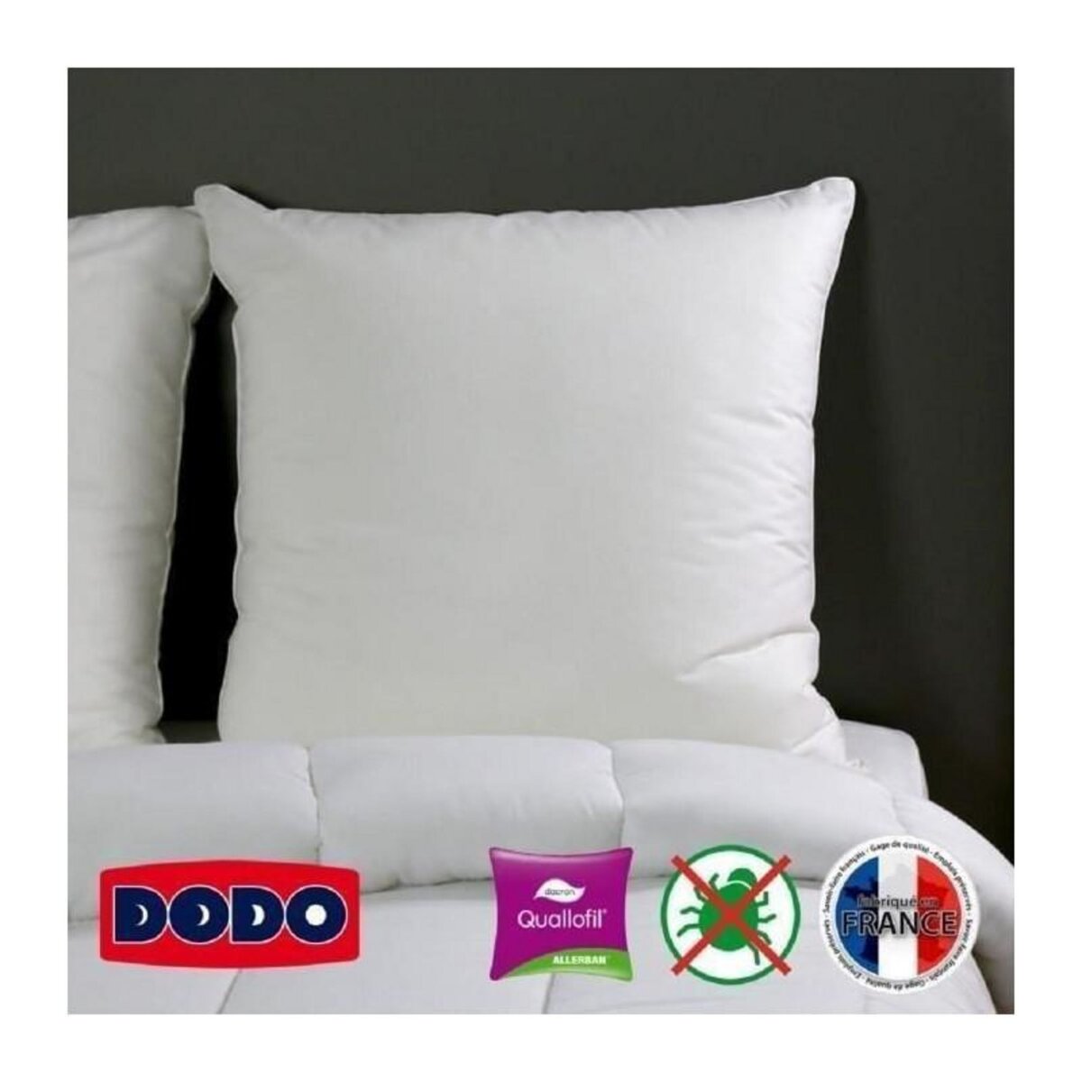 DODO DODO Oreiller Grand luxe Quallofil Allerban 60x60 cm blanc