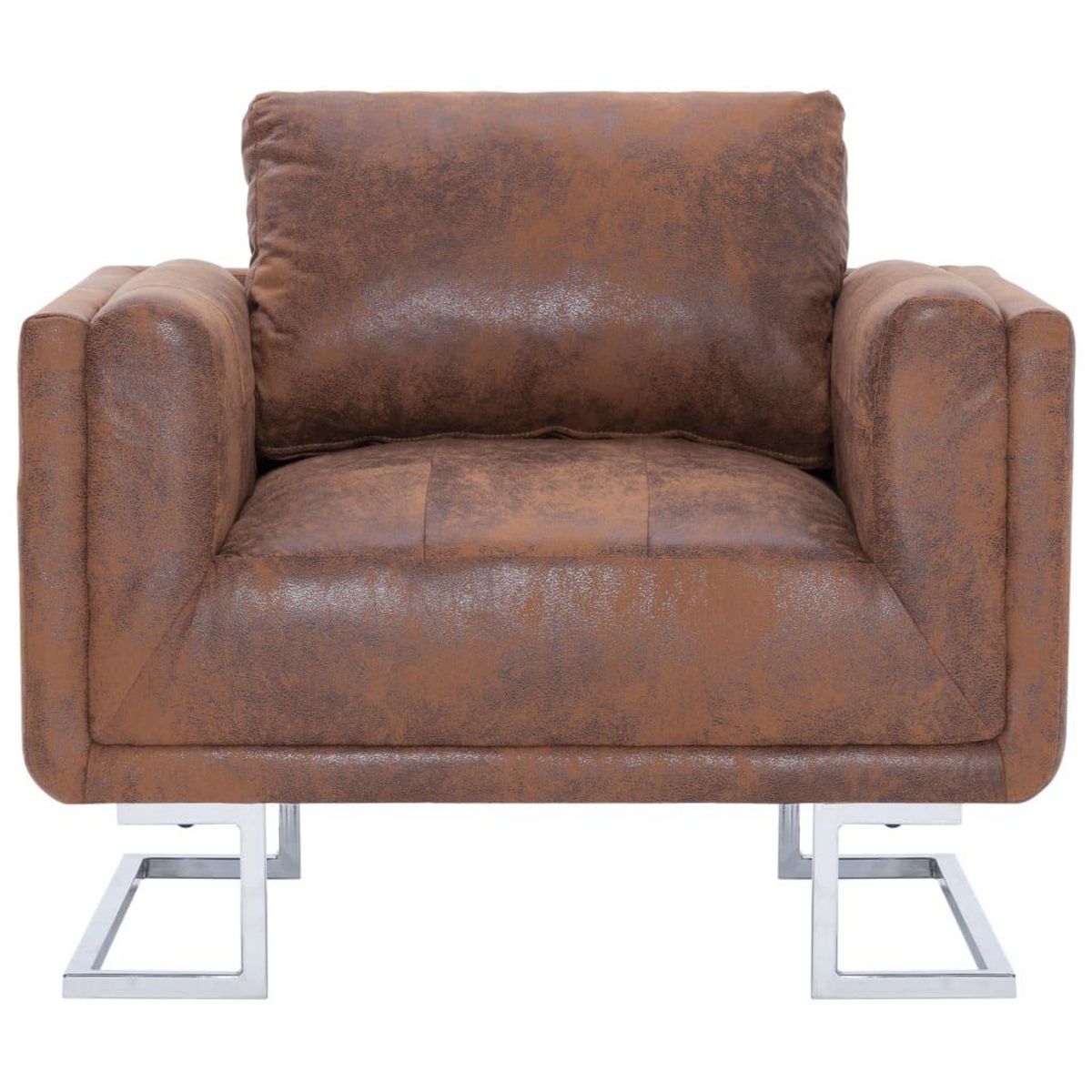 VIDAXL Fauteuil cube Marron Similicuir daim