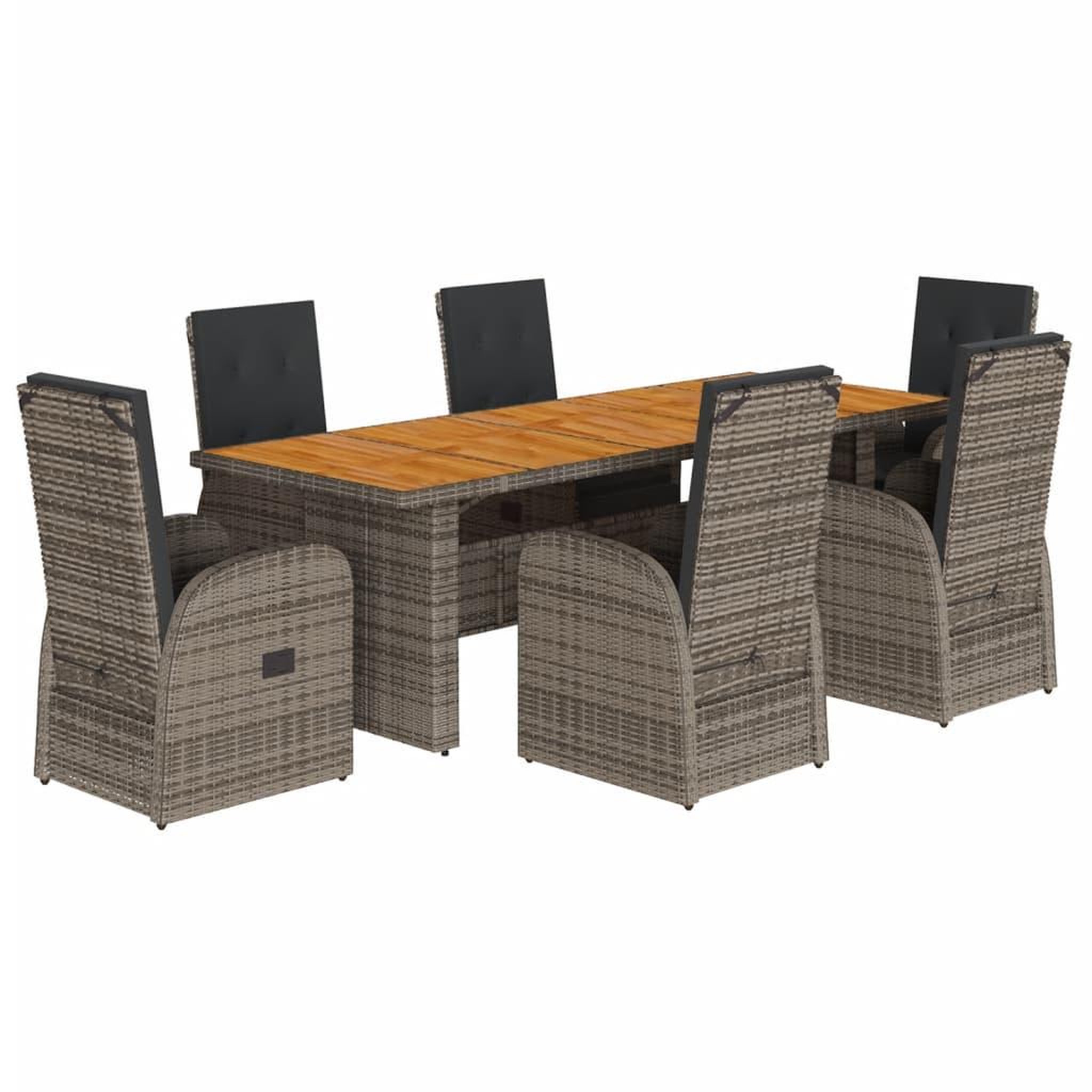 Voir la diapositive 2 : VIDAXL Ensemble a manger de jardin et coussins 7 pcs gris rotin